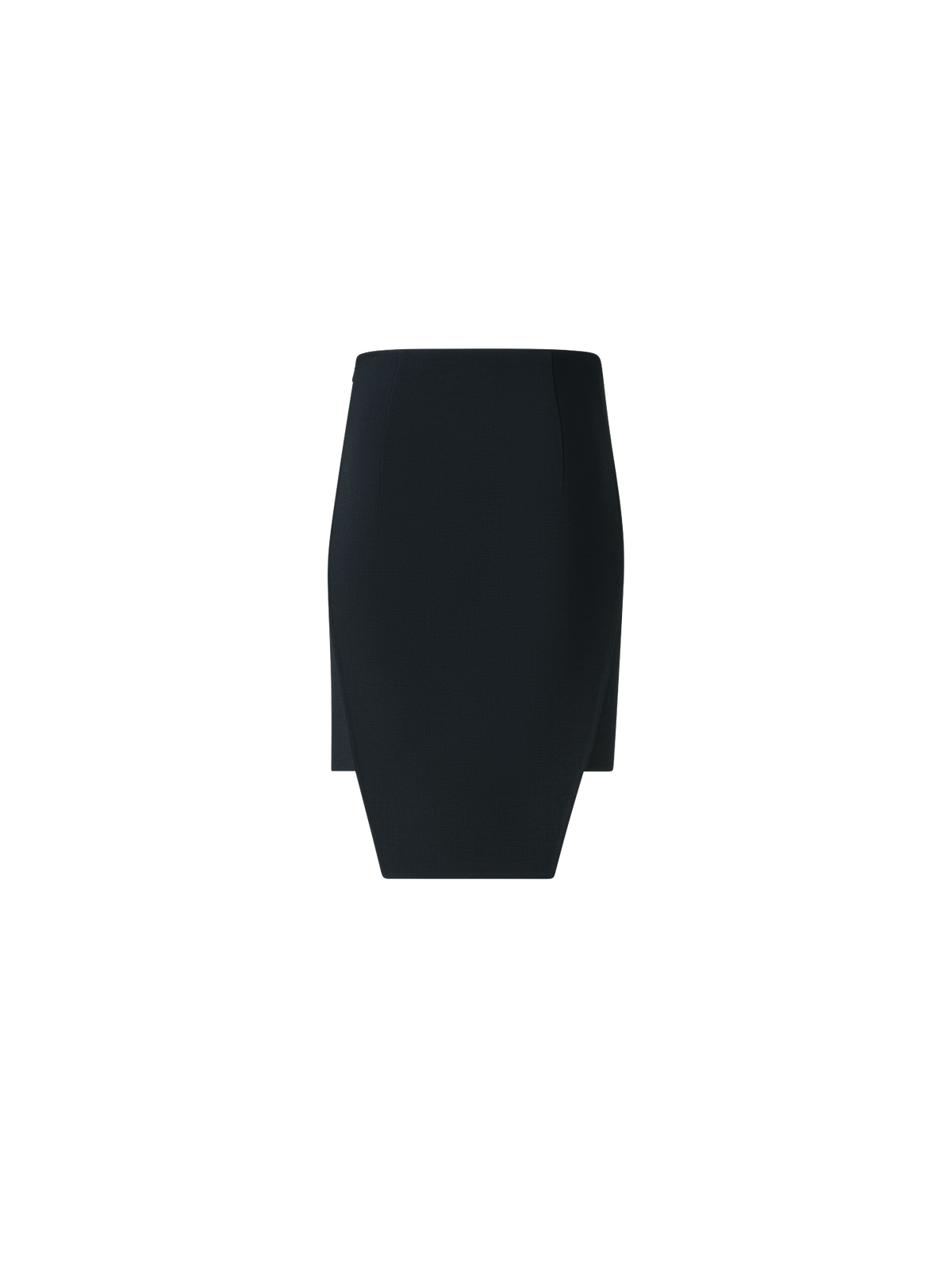 Designer Wool Crêpe Double-Face Mini Skirt with Apron - black - neutral