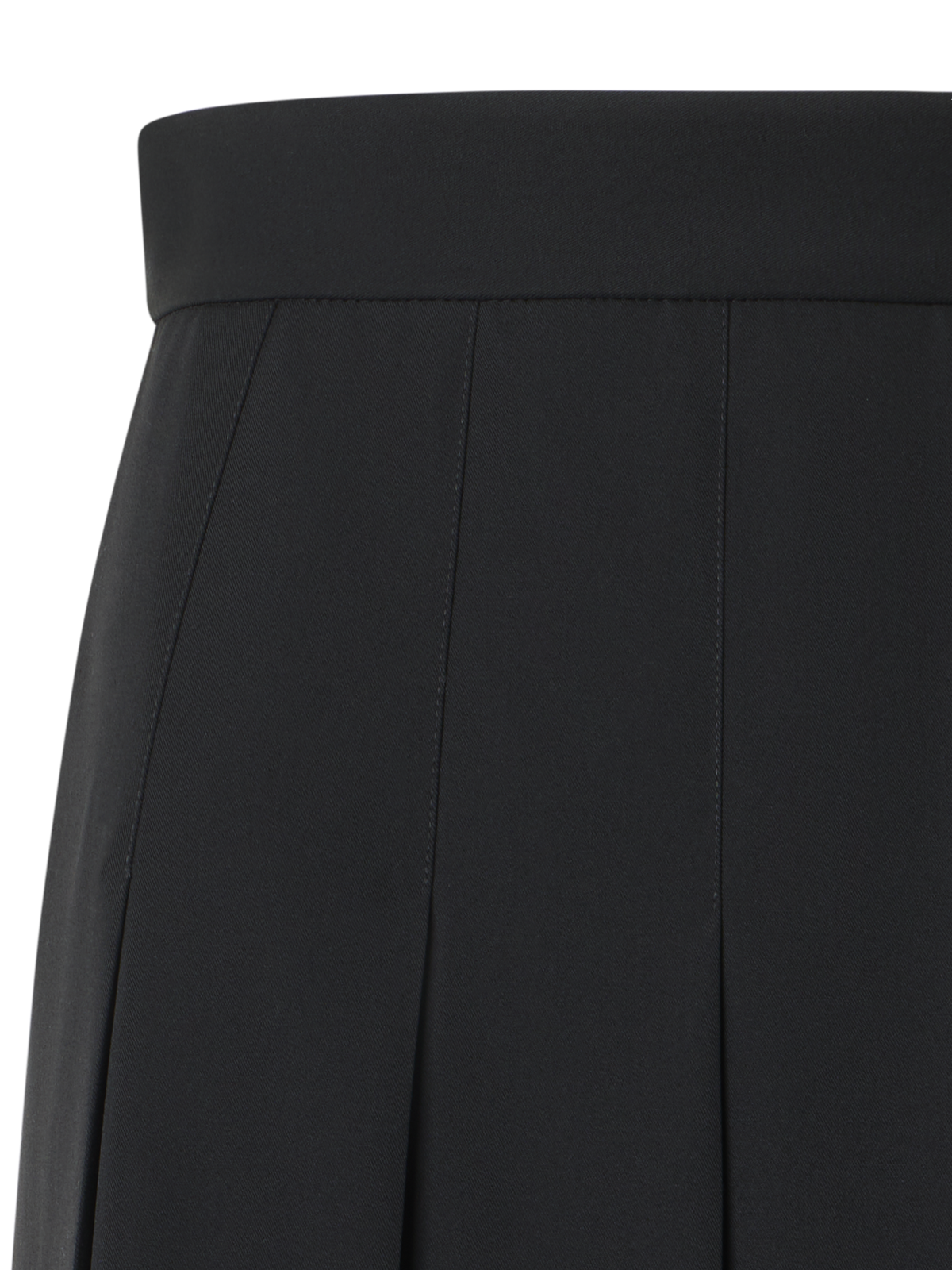 Designer Pleated Wool Midi Skirt - black