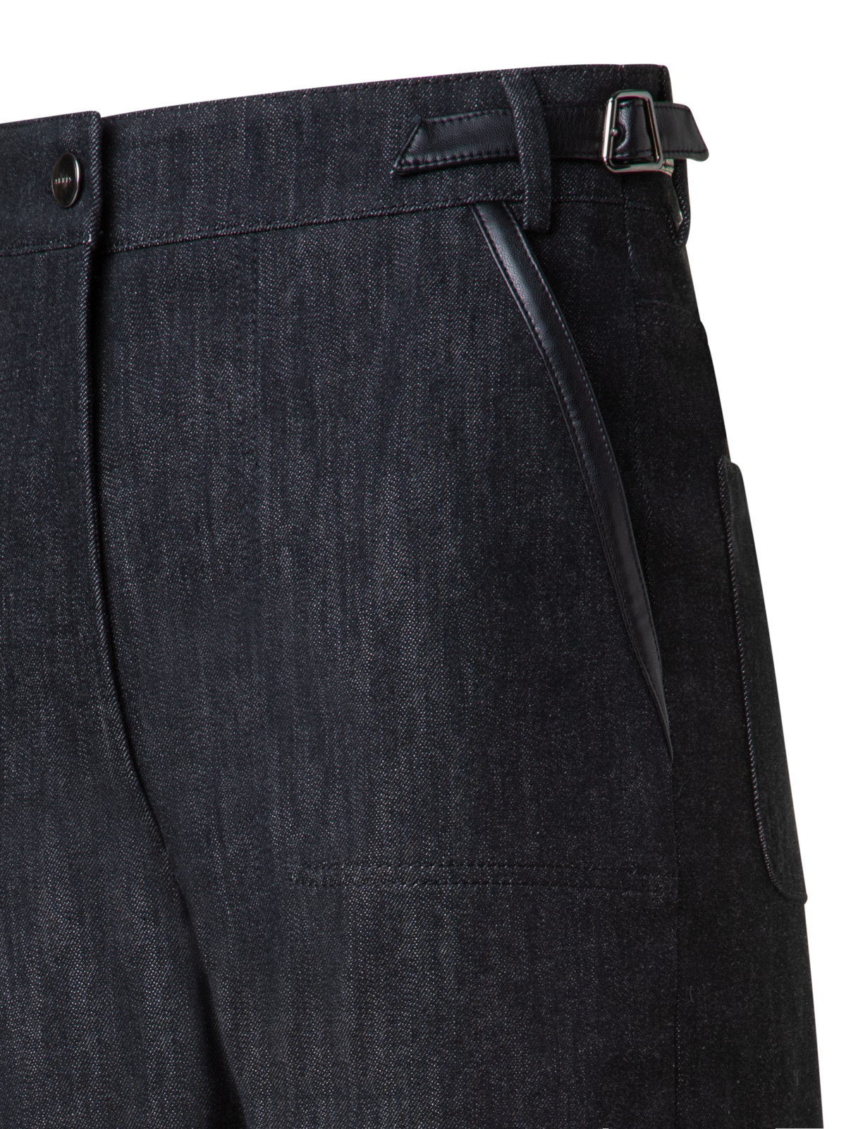 Designer Cotton Denim Stretch Long Bermuda Shorts - black