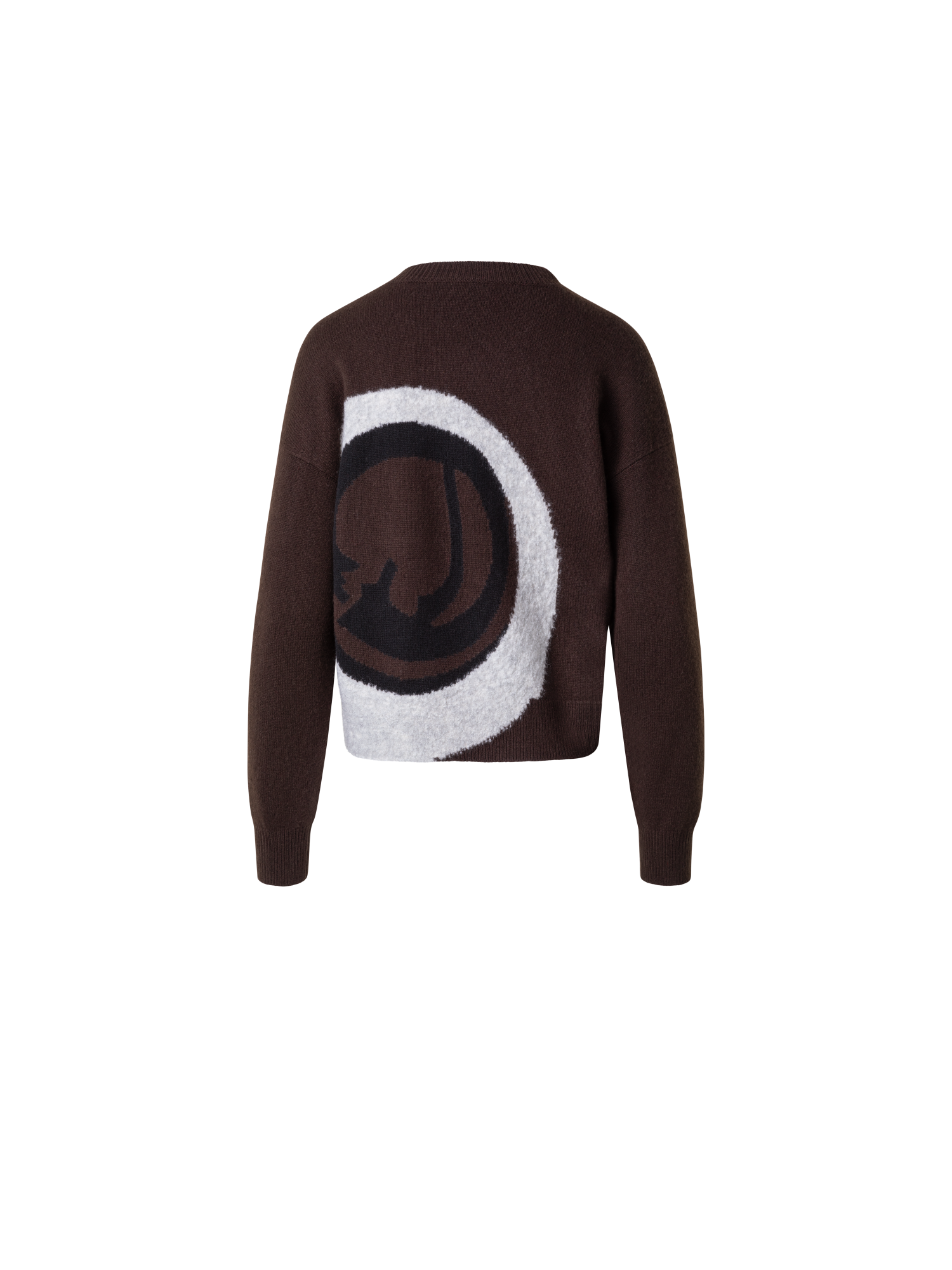 Designer Cashmere Silk Sweater with Bouclé Loop Design - brown - multicolor
