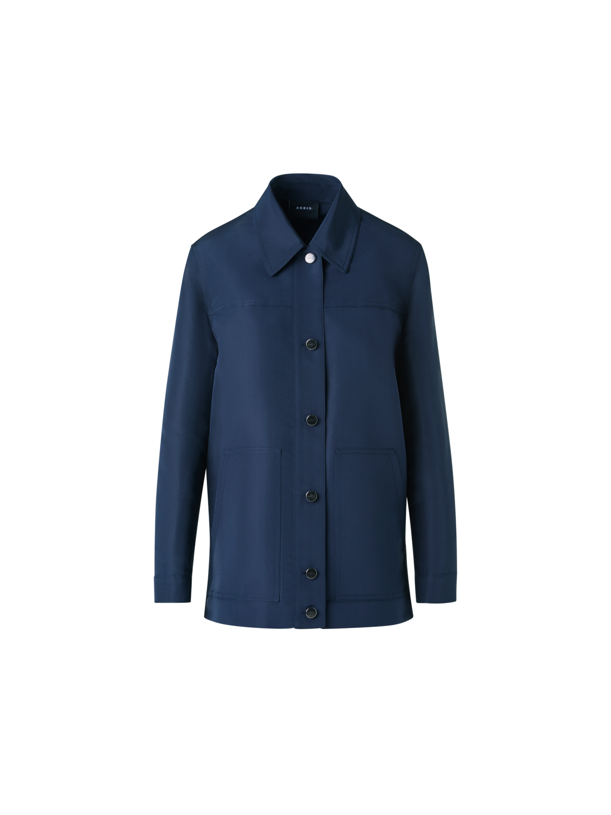 Designer Ottoman Silk Shirt Jacket - neutral - navy - blue