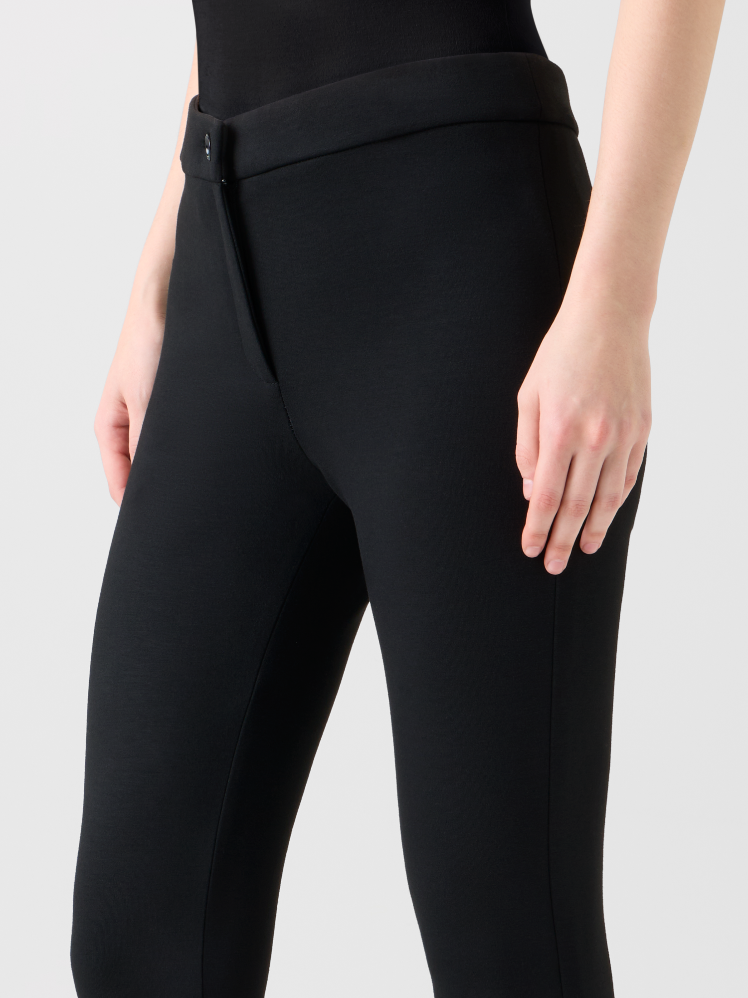 Designer Skinny Stretch Jersey Leggings with Slit - black - neutral 