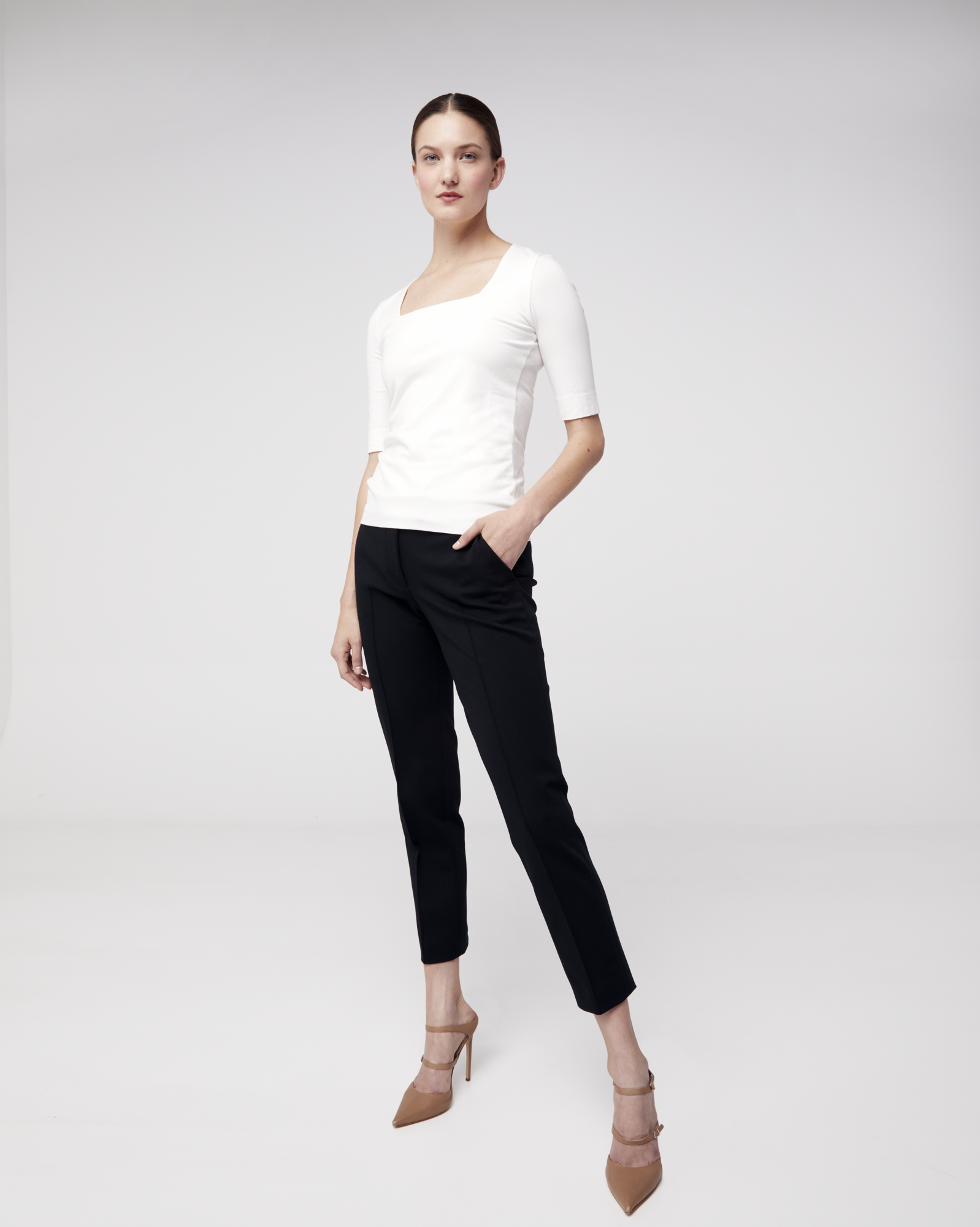 Designer Ankle-Length Jersey Pants - black 