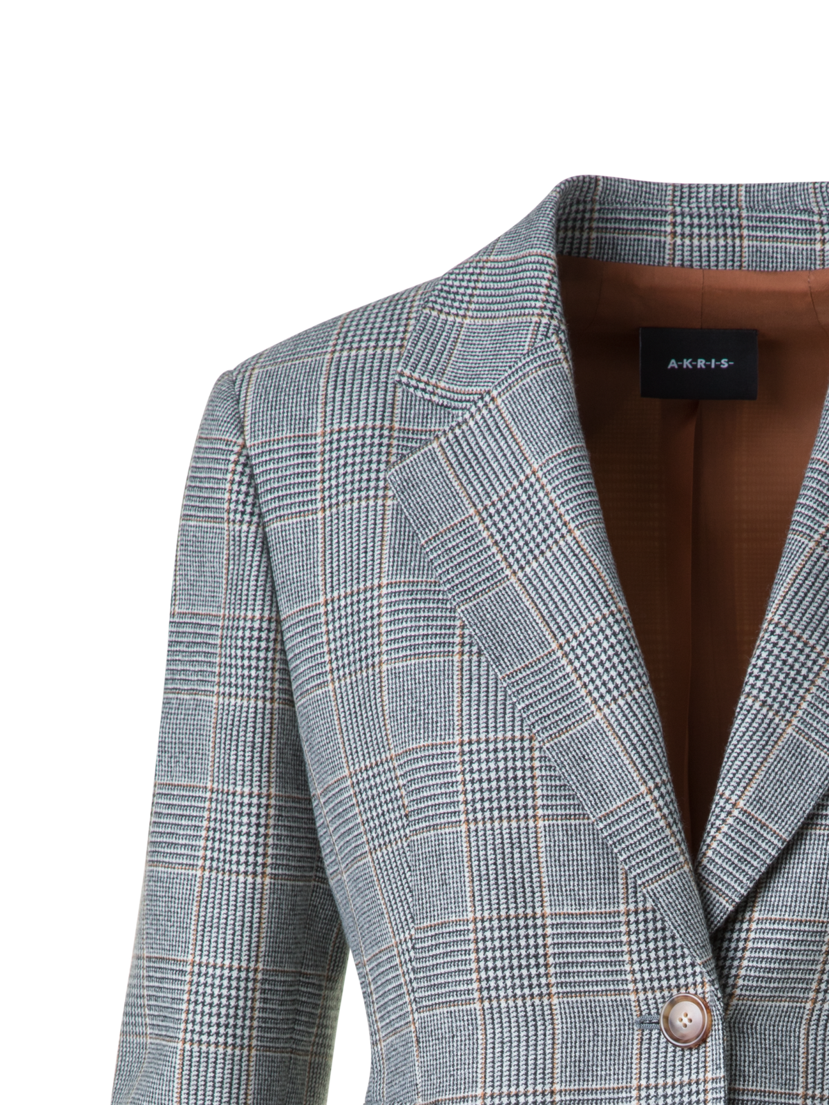 Designer Long Prince of Wales Pure Cashmere Blazer - black - neutral - multicolor