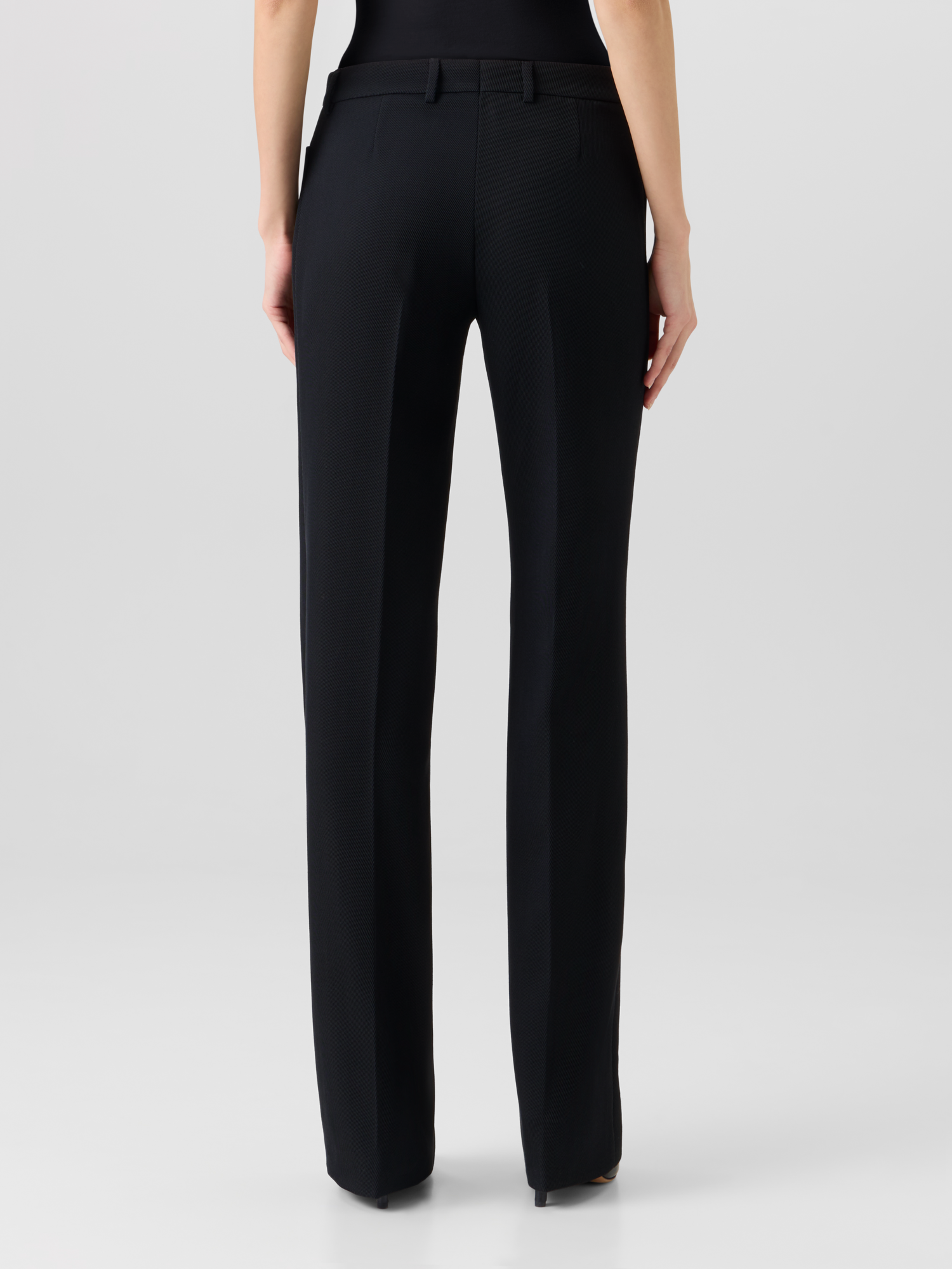 Designer Mikka Straight-Leg Pants in Wool Tricotine - black 