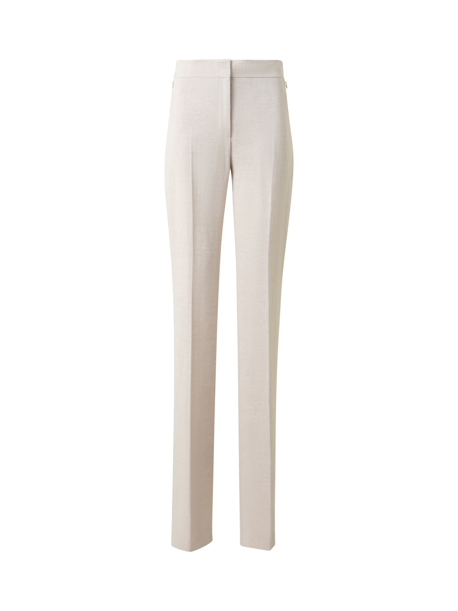 Designer Straight Linen Double-Face Pants - neutral - grey - beige