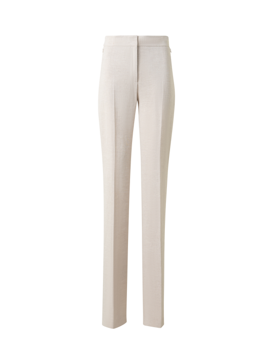 Designer Straight Linen Double-Face Pants - neutral - grey - beige