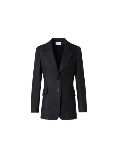 Designer Heavy Wool Flannel Boyfriend Jacket - neutral - grey