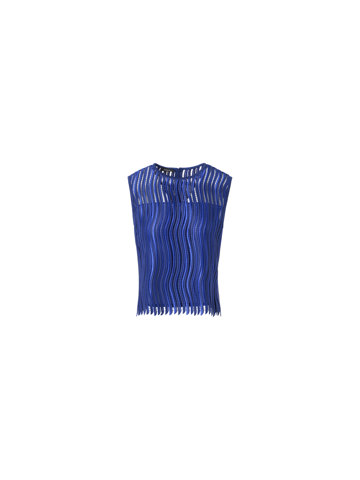 Designer Sleeveless Blouse in Wave Guipure - blue