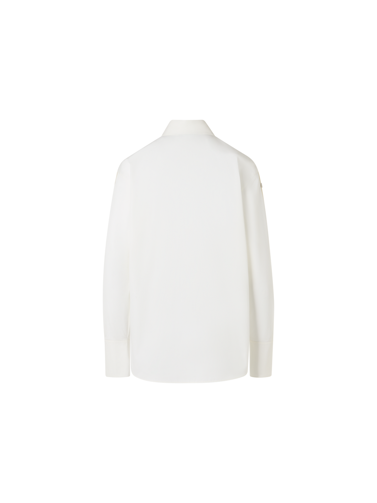 Designer Cotton Poplin Blouse with Snap-Button Slit Sleeves - ecru