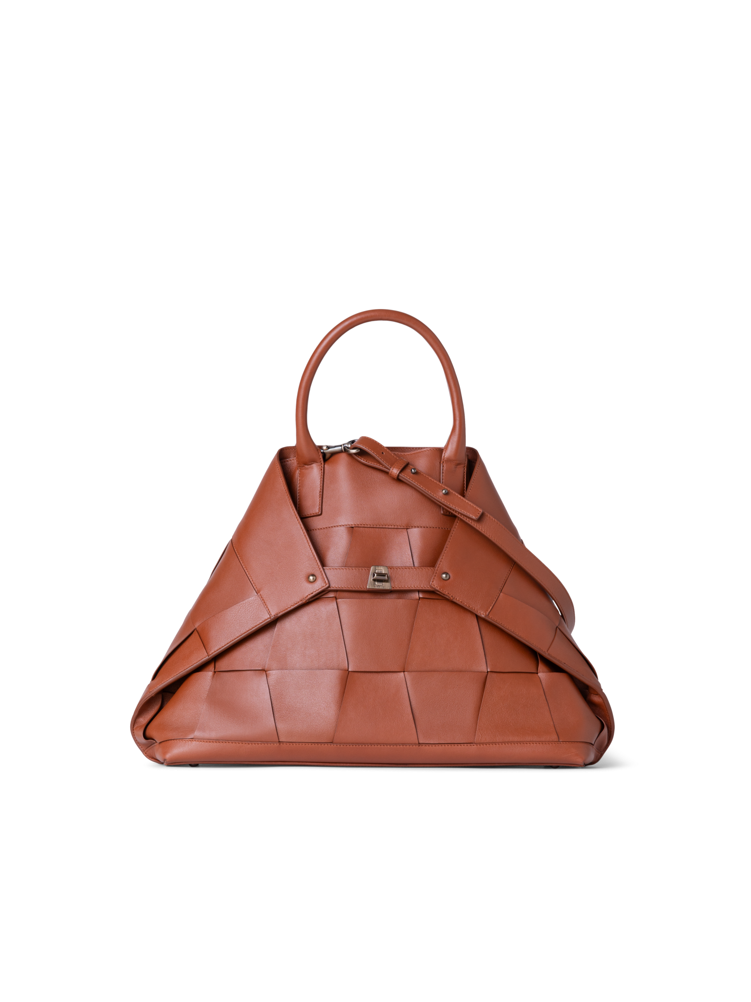 Designer Ai Medium Top Handle Tote - brown