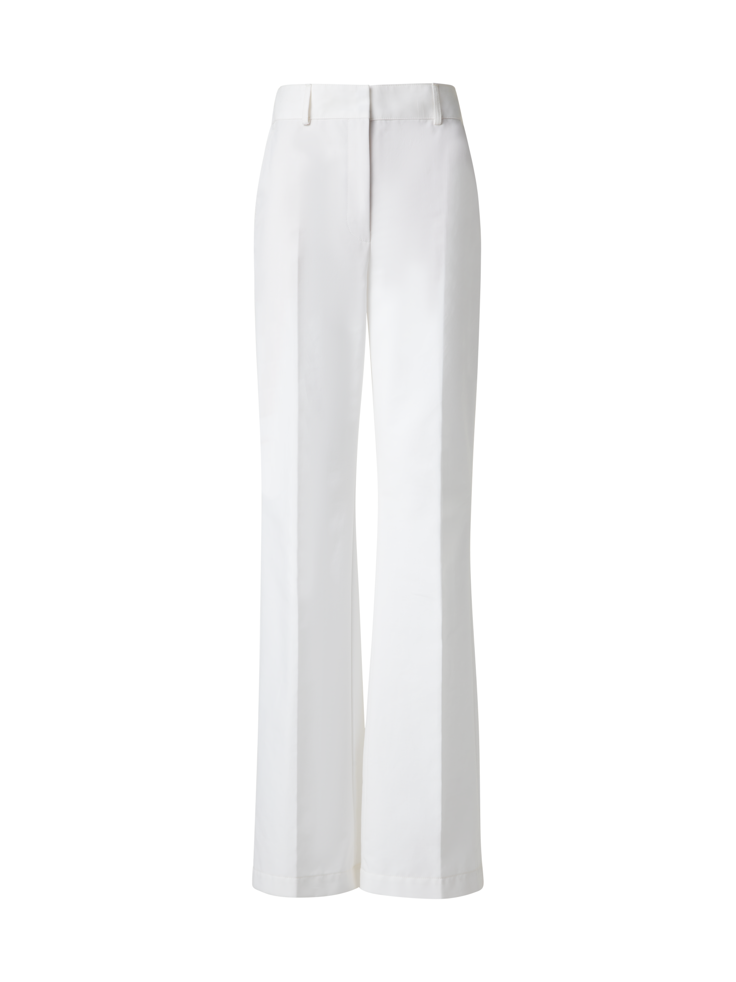 Designer Wide Straight Cotton Stretch Pants - neutral - ecru - white