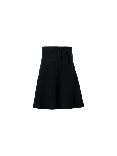 Designer Milano Knit Mini Skirt with Belt - black