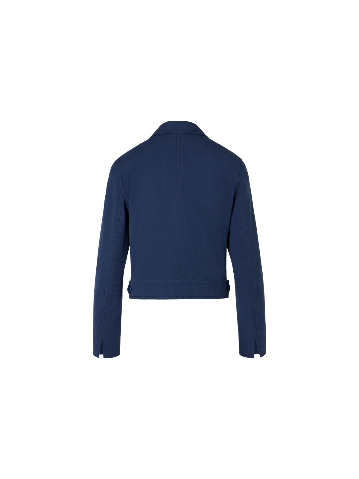 Designer Boxy Cotton Stretch Seersucker Lapel Jacket - navy - blue