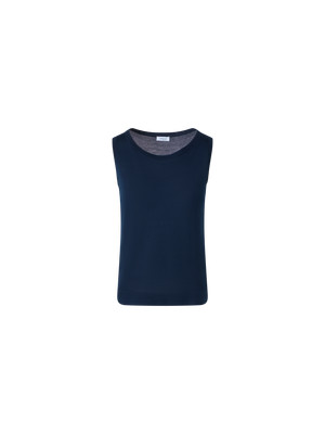 Designer Boat Neck Lightweight Merino Wool Knit Top - navy - blue
