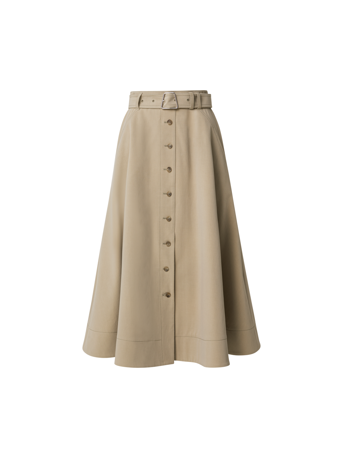 Designer A-Line Cotton Stretch Denim Midi Skirt