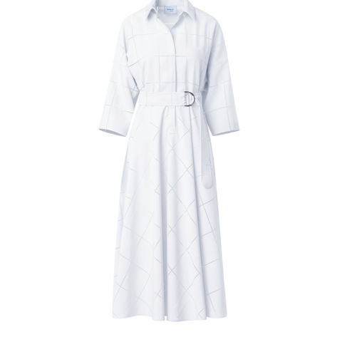 Fit & Flare Midi-Blusenkleid in Window-Karo