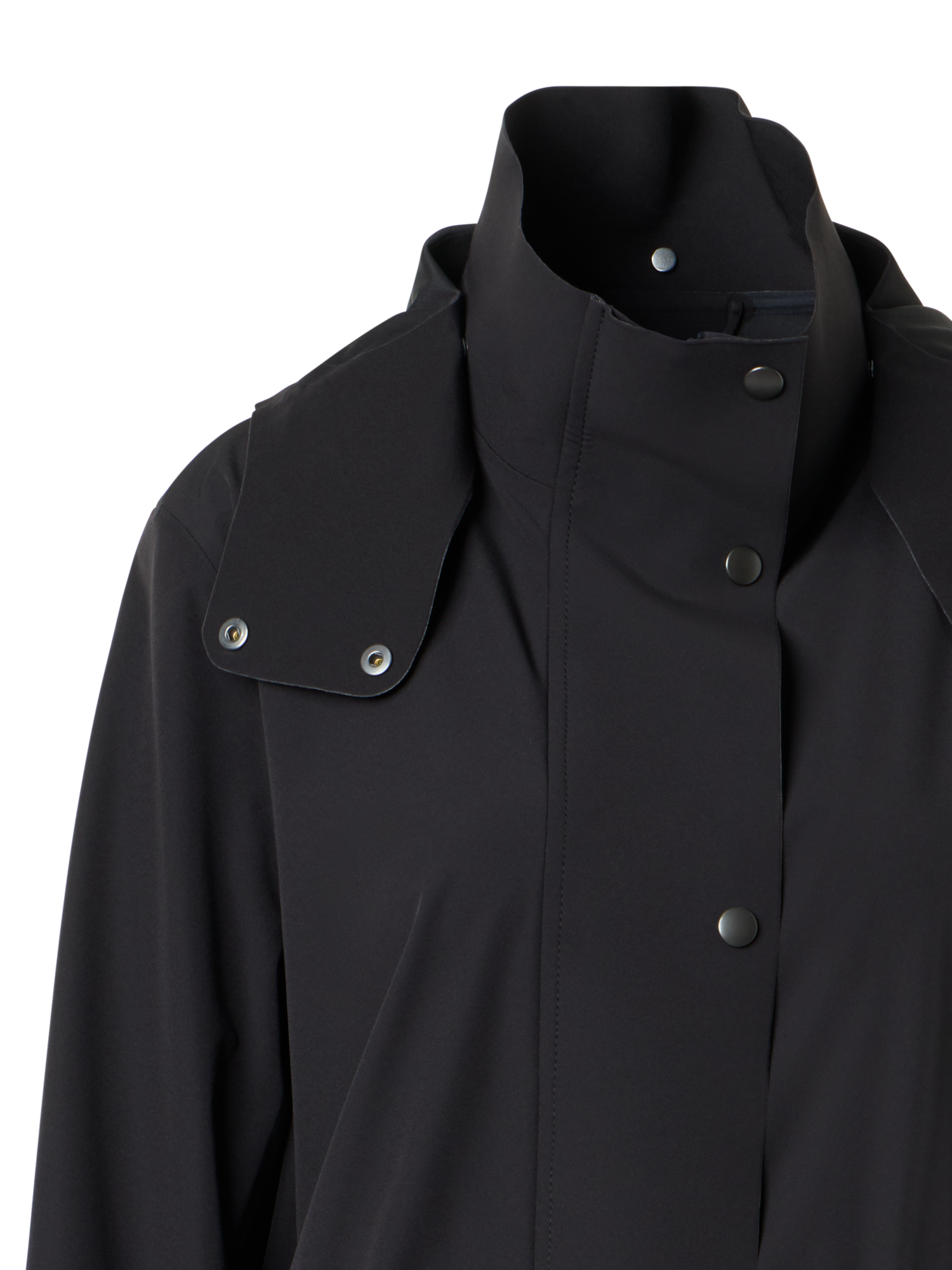 Designer Water-Repellent Fitted Techno Parka - black