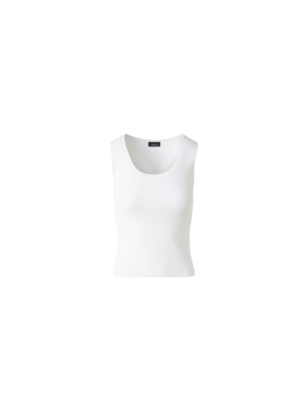 Designer Cotton Viscose Rib Sleeveless Top - ecru - white