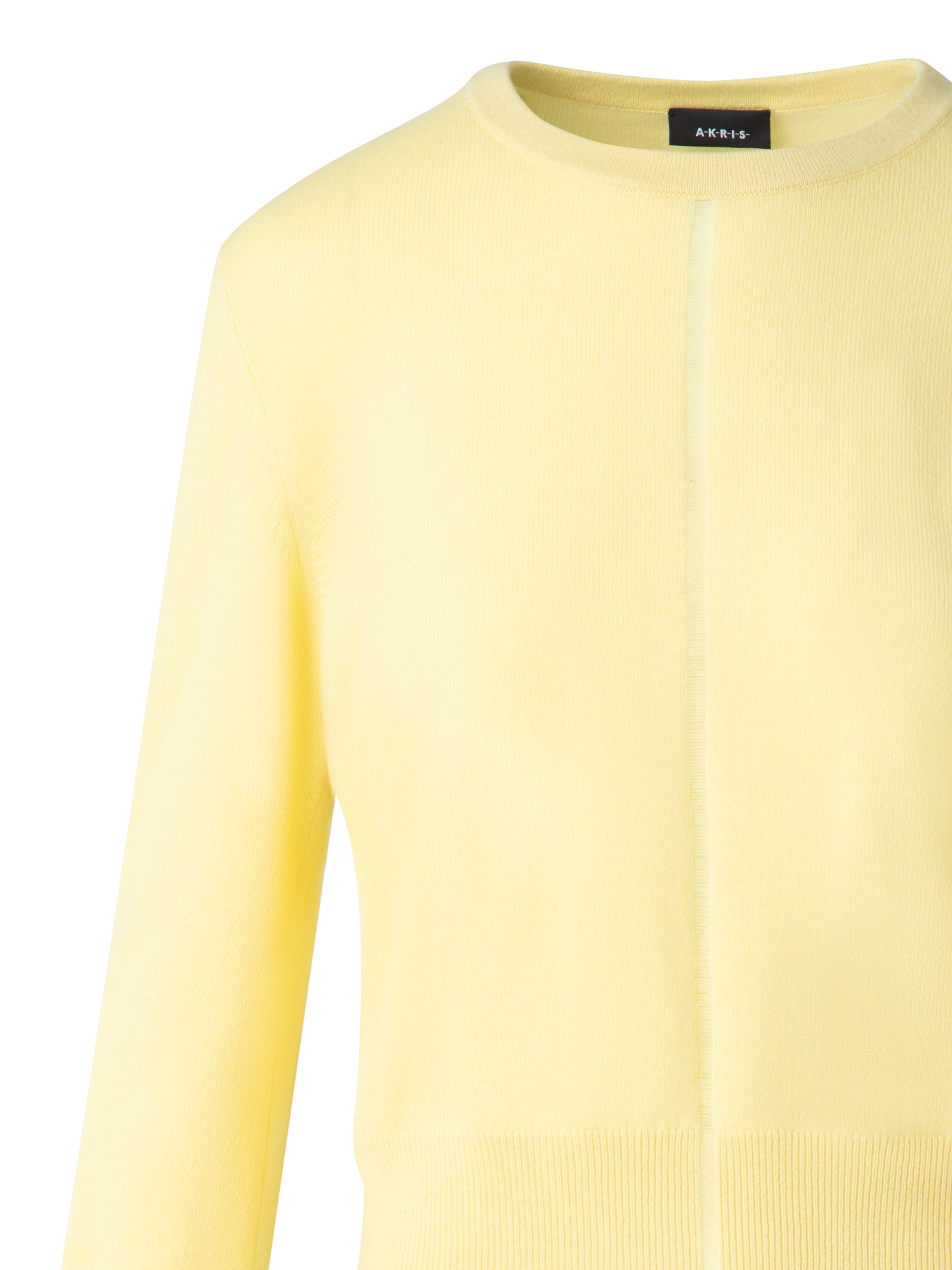 Designer Cashmere Sweater with Fine Sheer Stripe - pastel - yellow