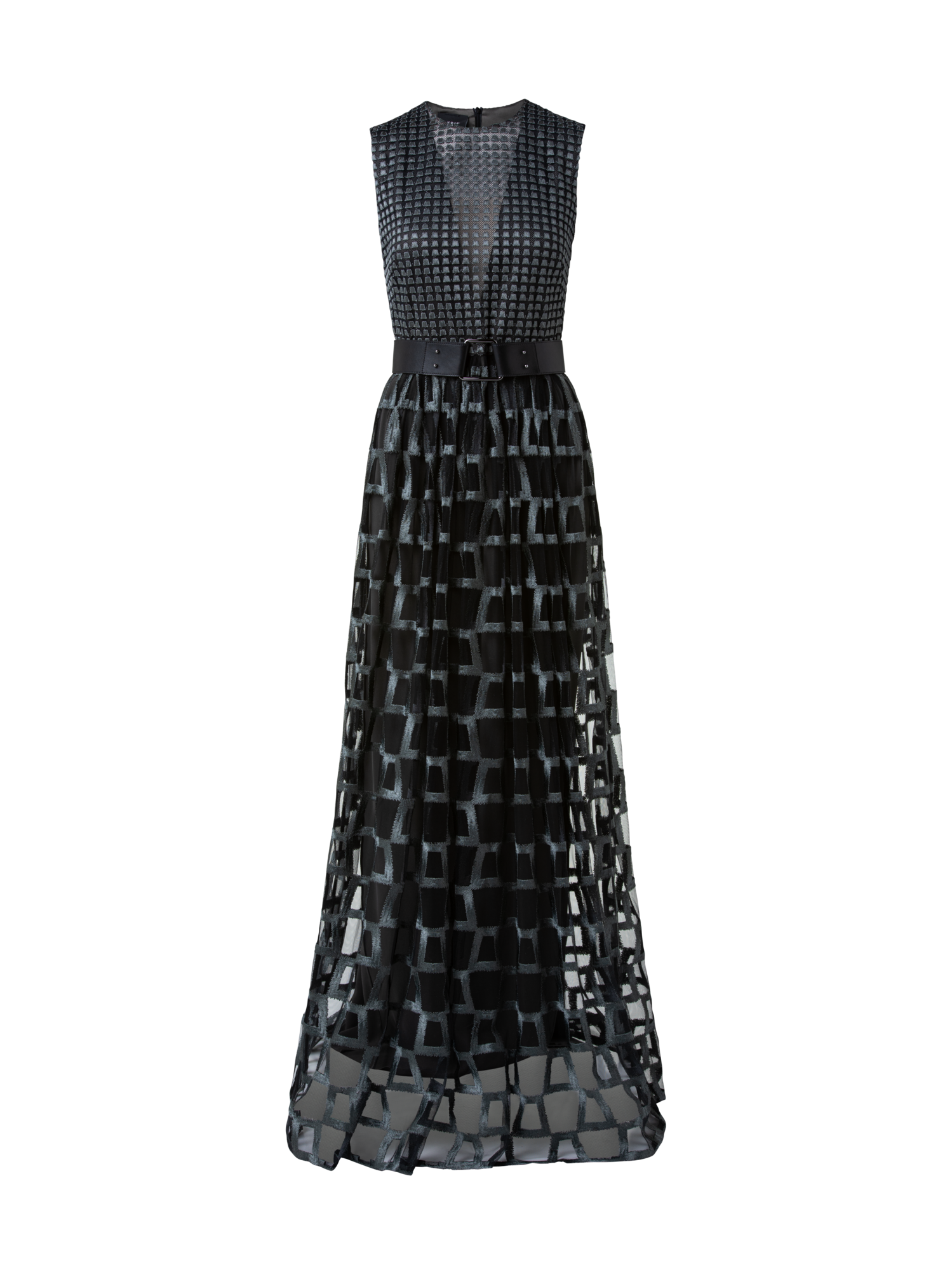 Designer Mixed Trapezoid Embroidery Gown