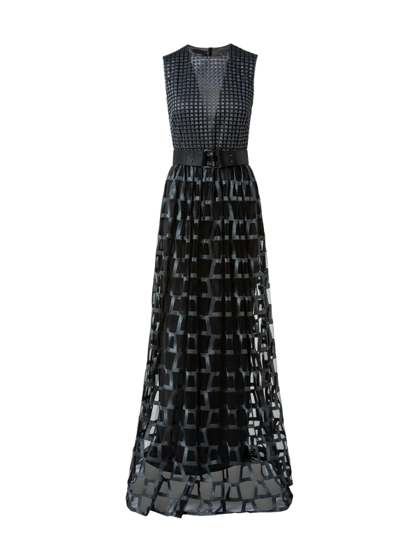 Designer Mixed Trapezoid Embroidery Gown