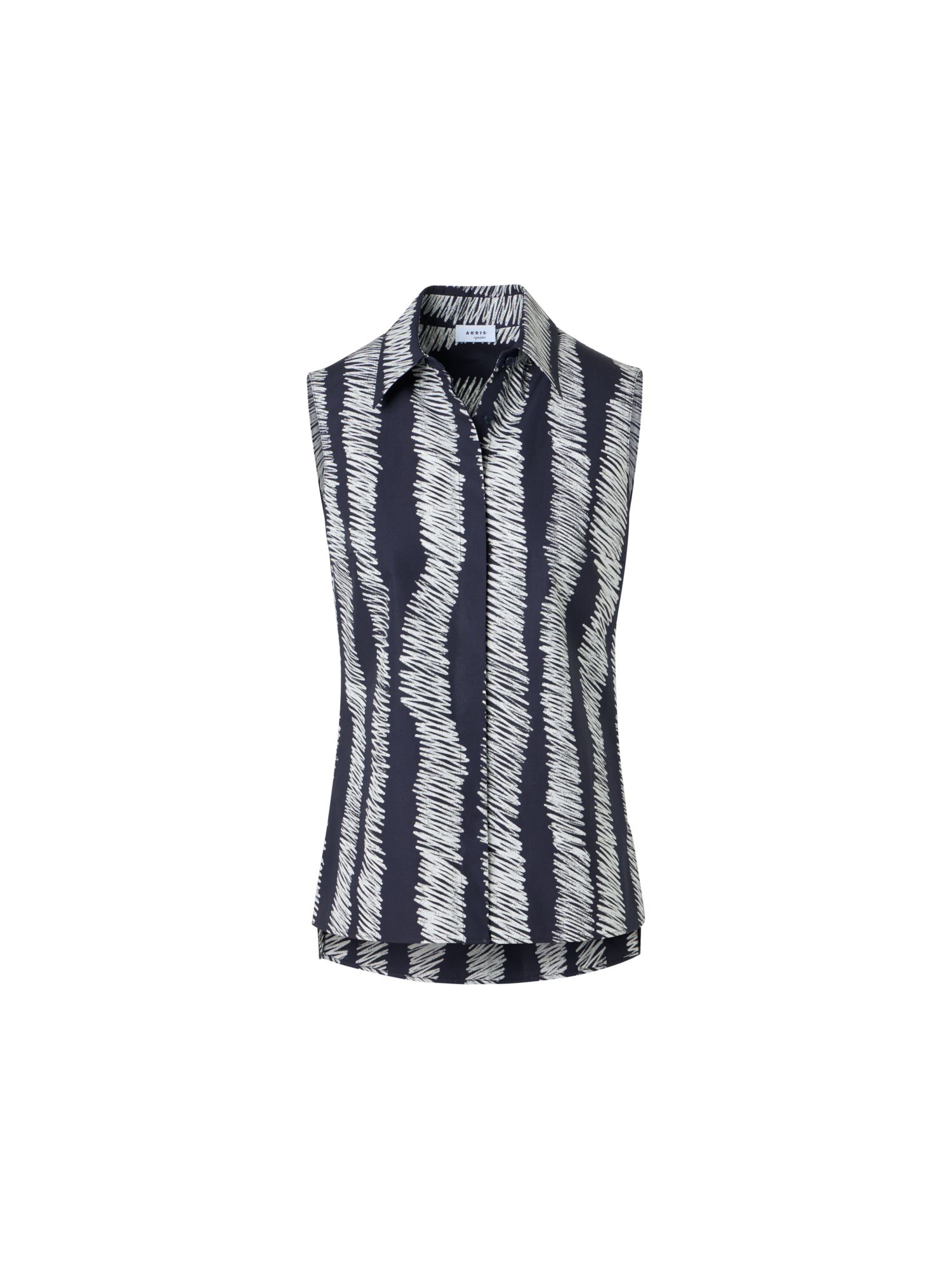 Designer Scribble Wave Print Cotton Blouse - multicolor