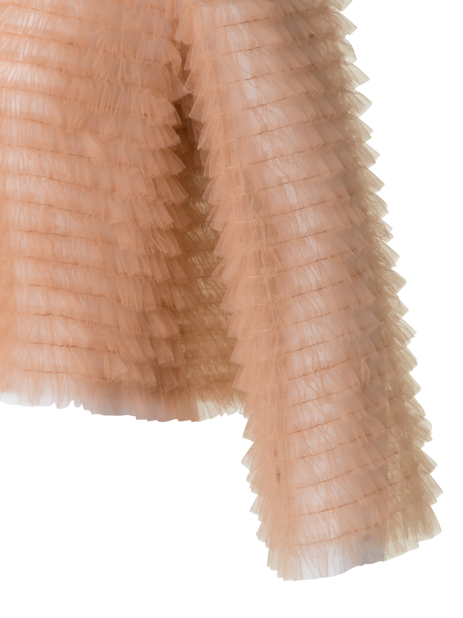 Designer Short Allover Ruched Tulle Jacket - neutral - pastel - beige