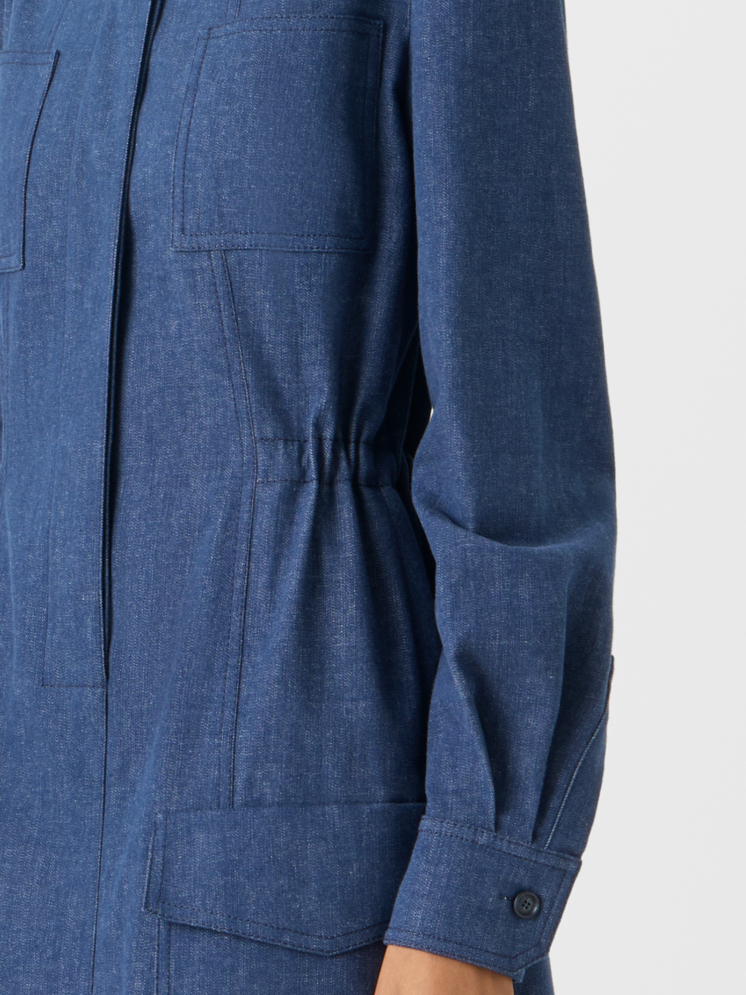 Designer Short Dress in Sea Island Denim - blue