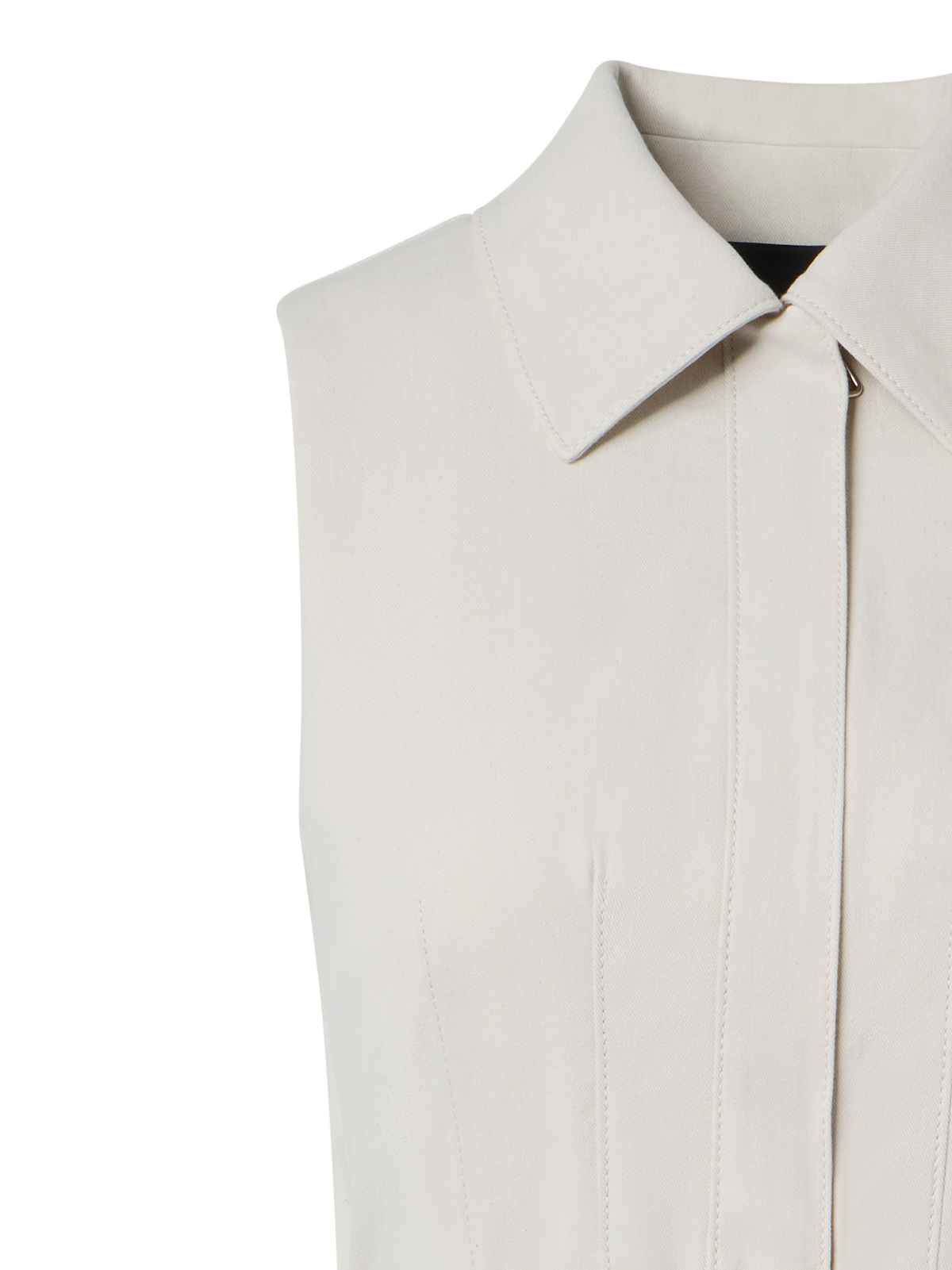 Designer Sleeveless Midi Shirt Dress in Cotton Denim - neutral - grey - beige