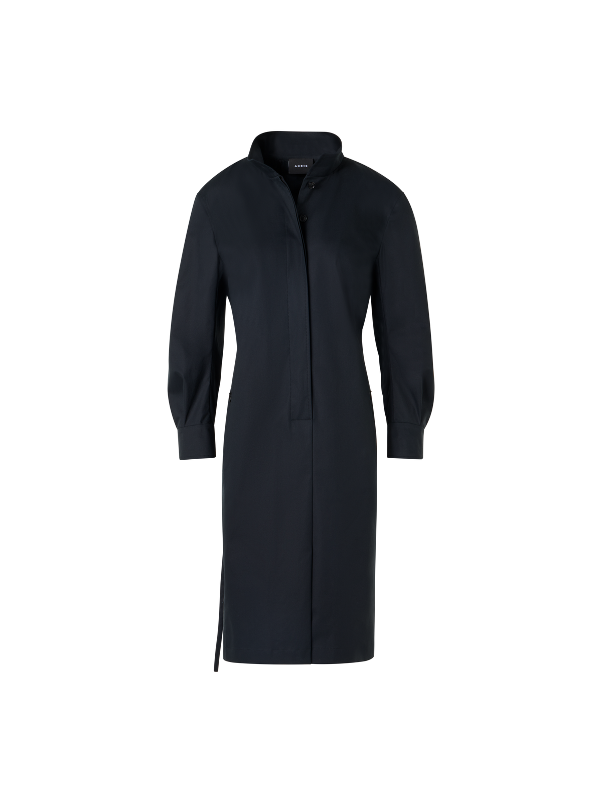 Designer Cotton Gabardine Shirt Dress - black