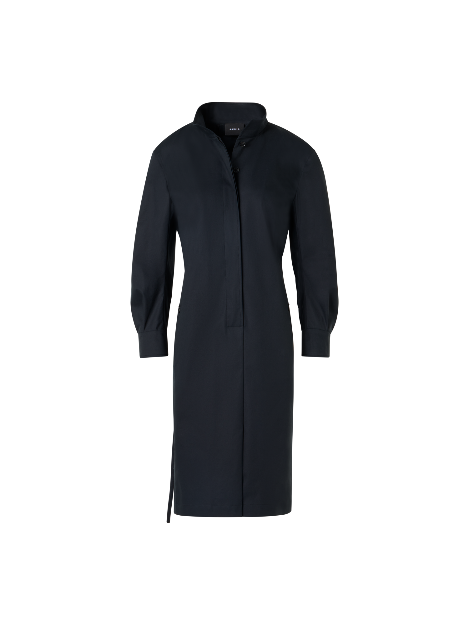 Designer Cotton Gabardine Shirt Dress - black