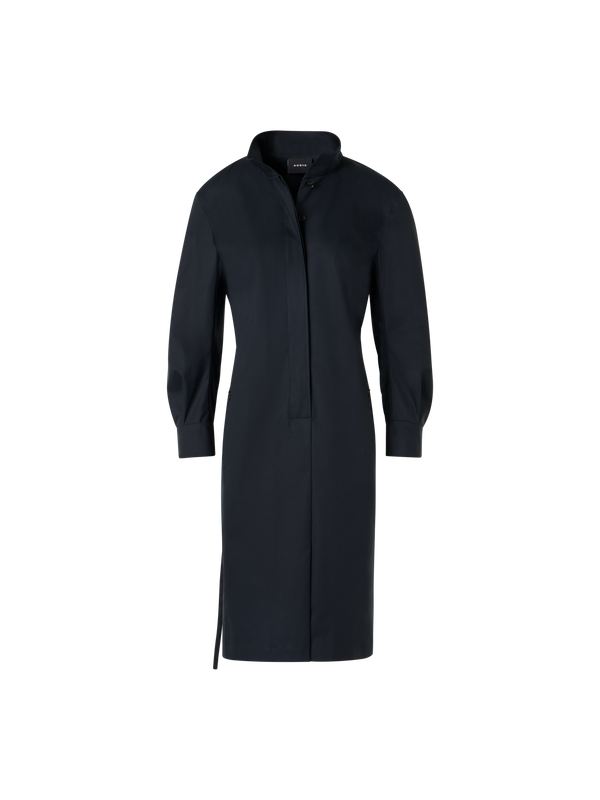 Designer Cotton Gabardine Shirt Dress - black
