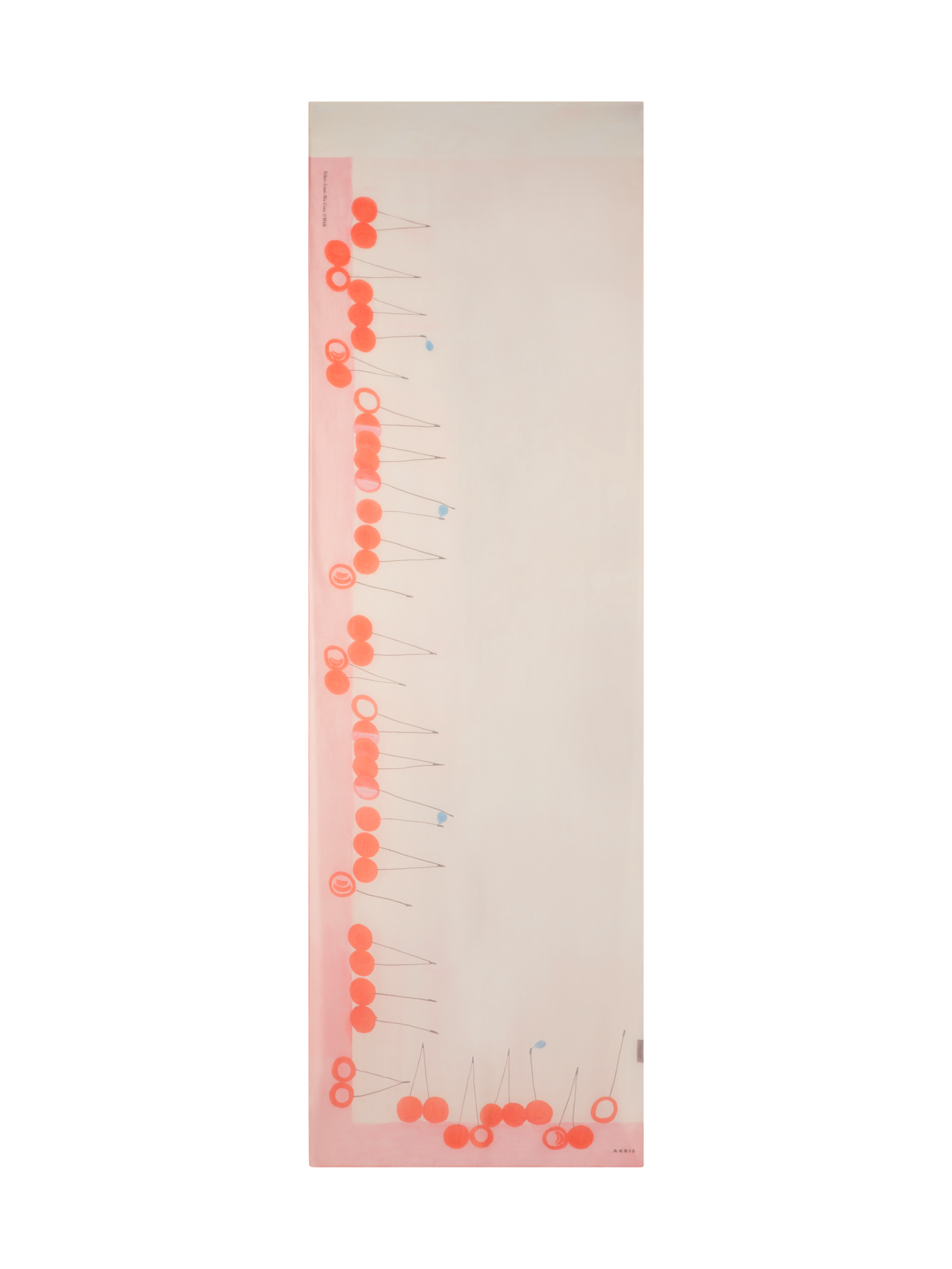 Designer Scarf in Cotton Silk with Cherries Print - multicolor - red