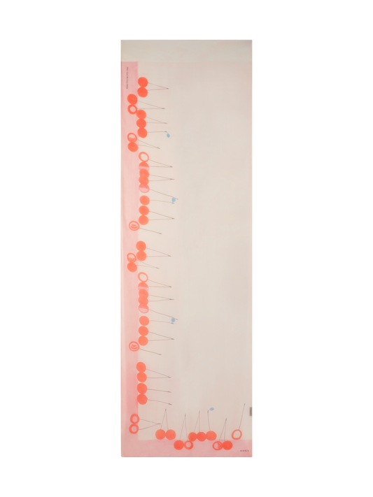 Designer Scarf in Cotton Silk with Cherries Print - multicolor - red