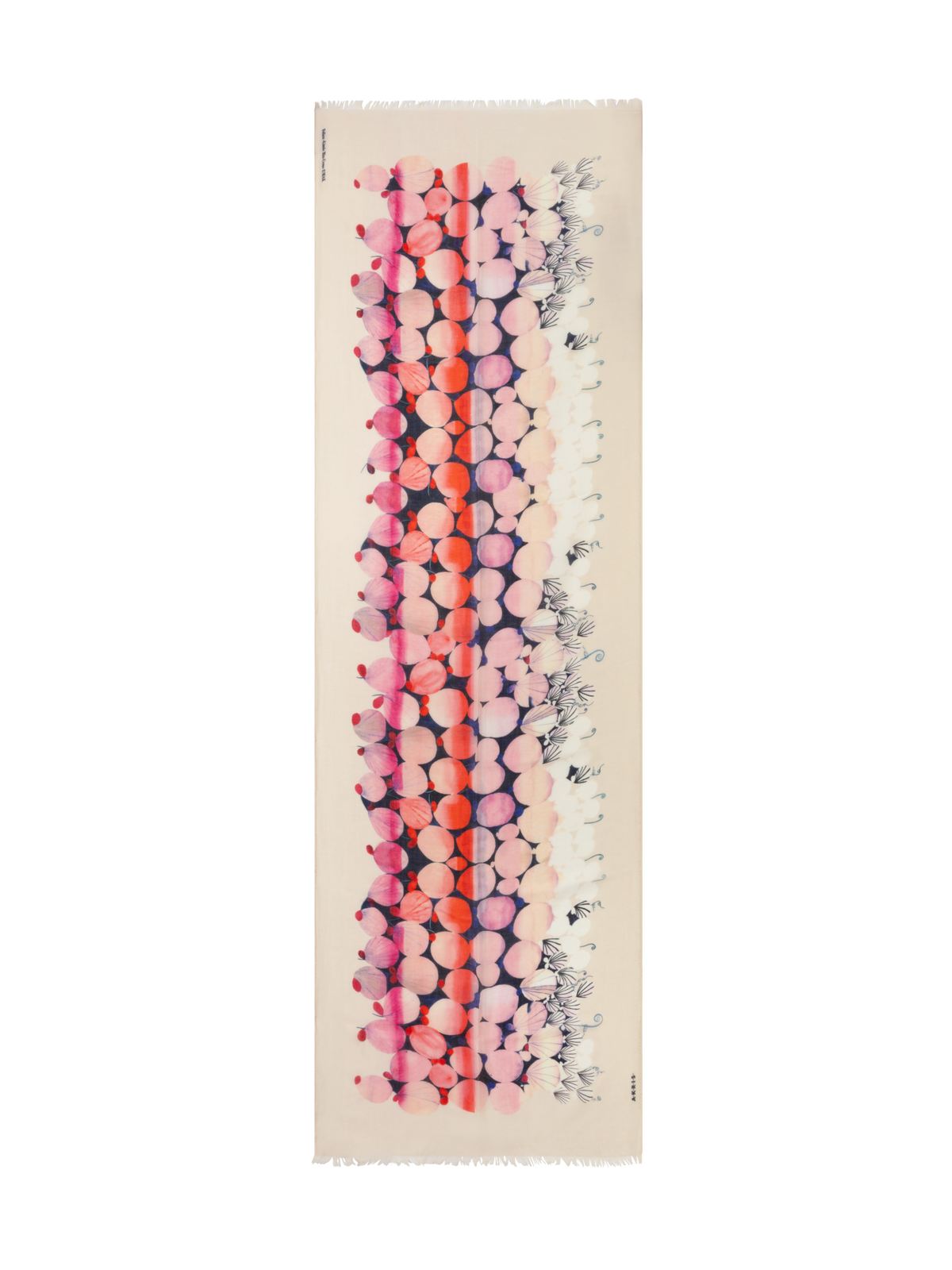 Designer Cashmere Scarf with Silver Dollars Print - multicolor - pink