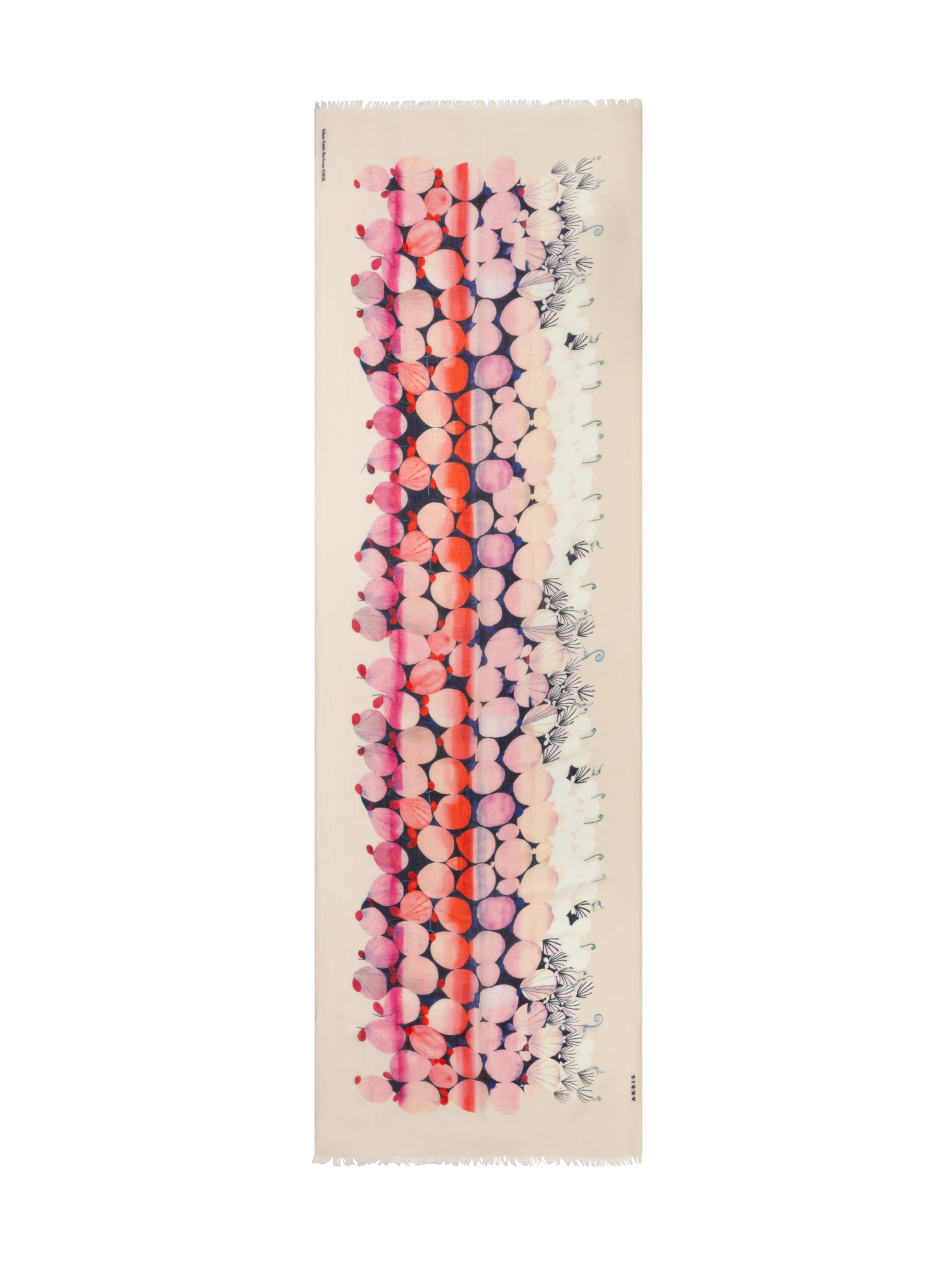 Designer Cashmere Scarf with Silver Dollars Print - multicolor - pink