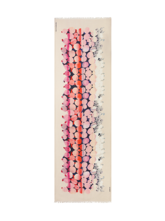 Designer Cashmere Scarf with Silver Dollars Print - multicolor - pink