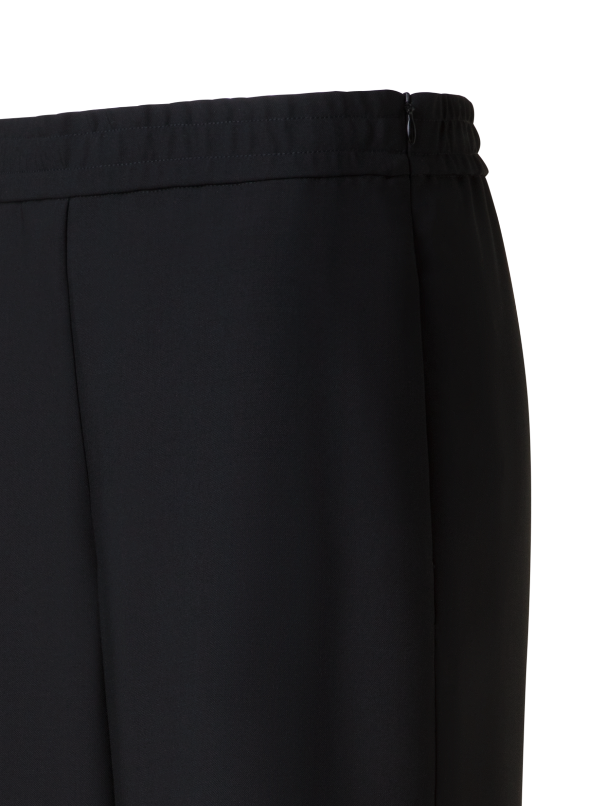 Designer Straight Cool Wool Pants with Elastic Waist - black - neutral