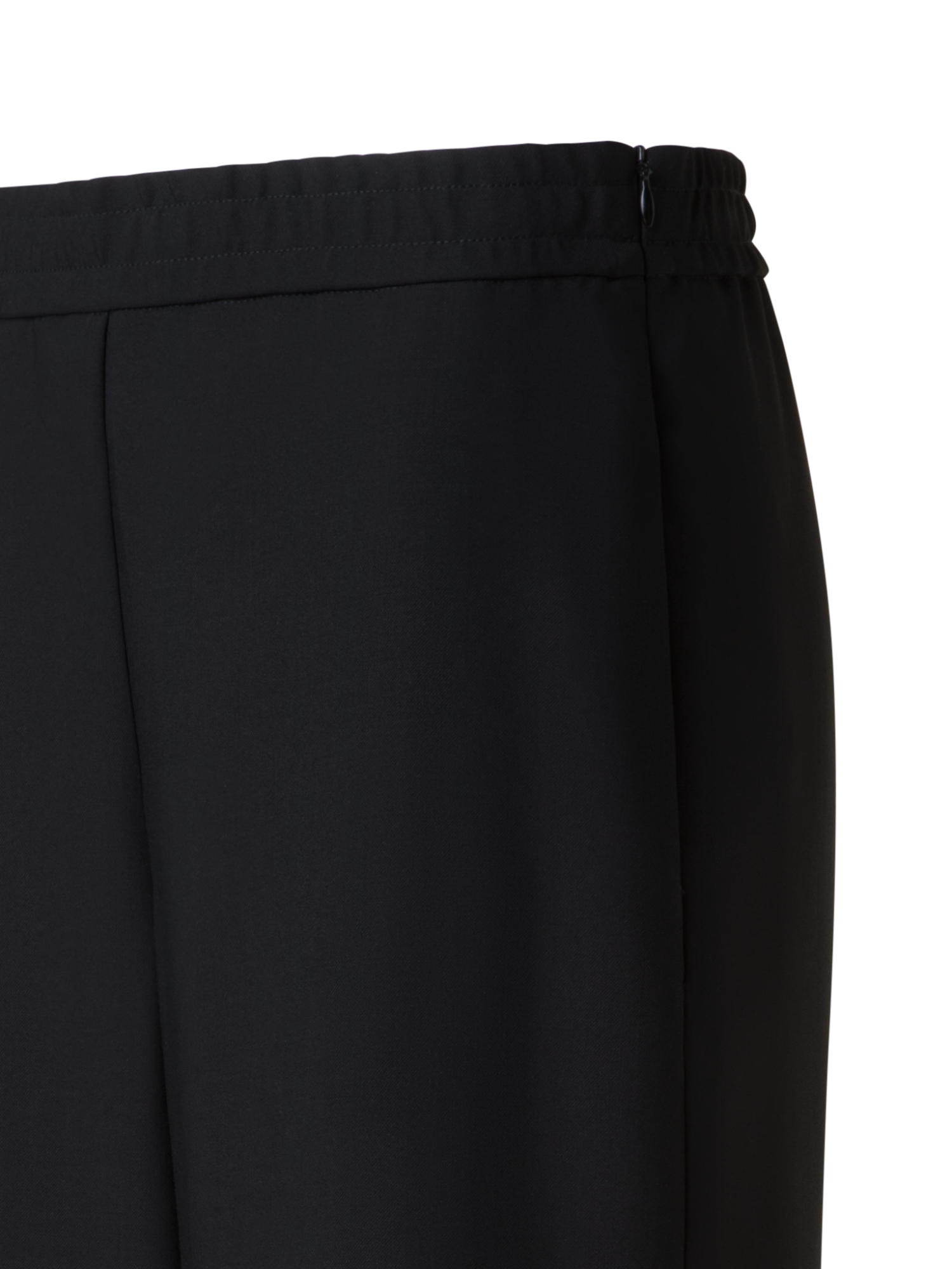 Designer Straight Cool Wool Pants with Elastic Waist - black - neutral