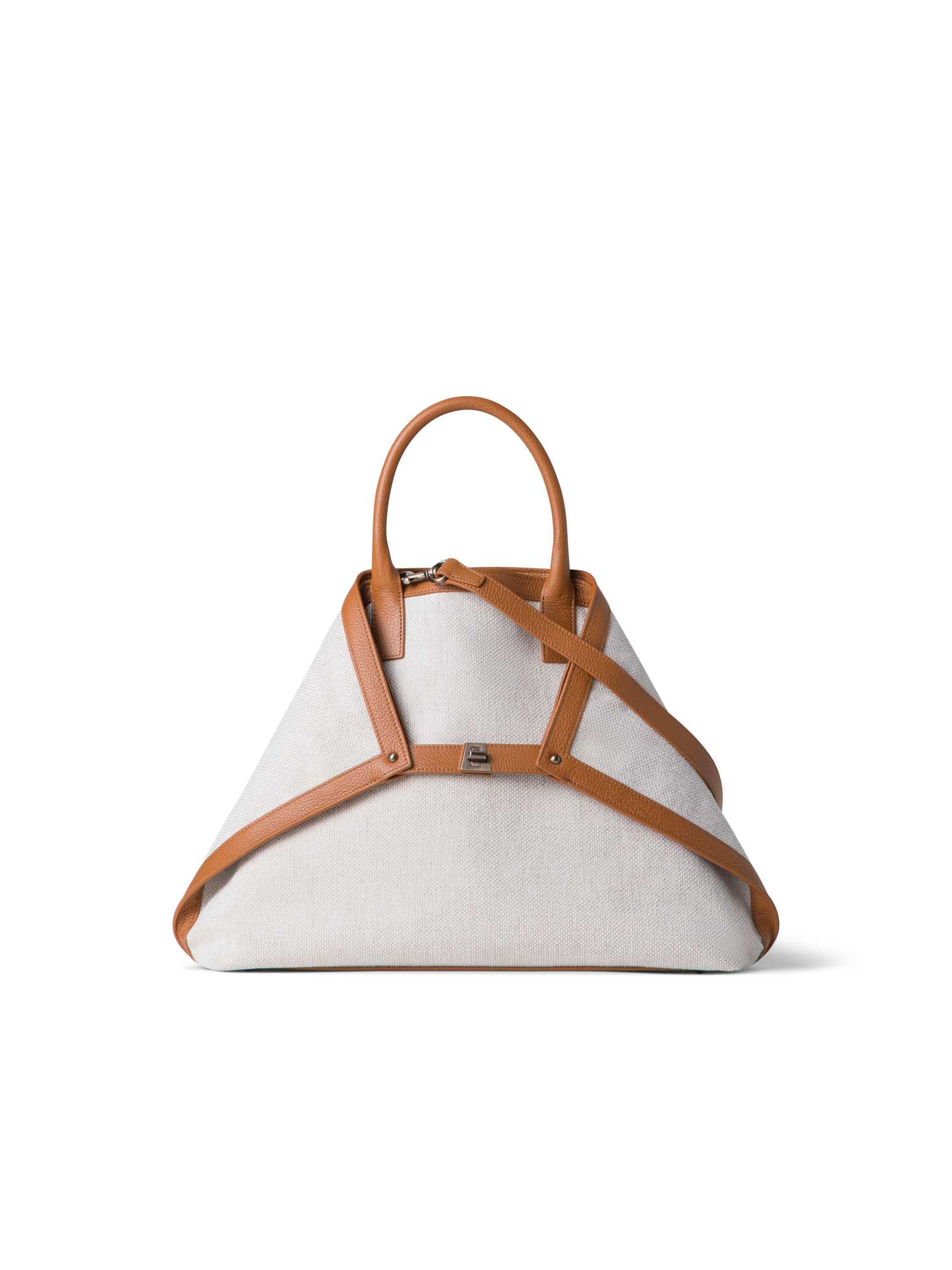 Designer Ai Medium Top Handle Tote - ecru - white - neutral - brown - multicolor