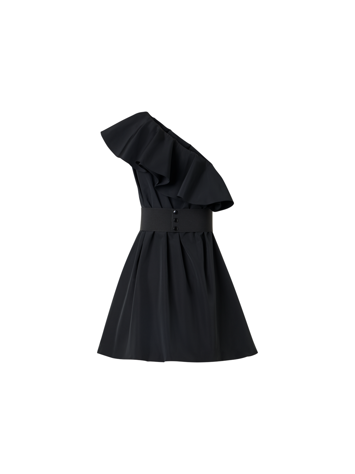 Designer Cotton-Blend Taffeta One-Shoulder Dress - black
