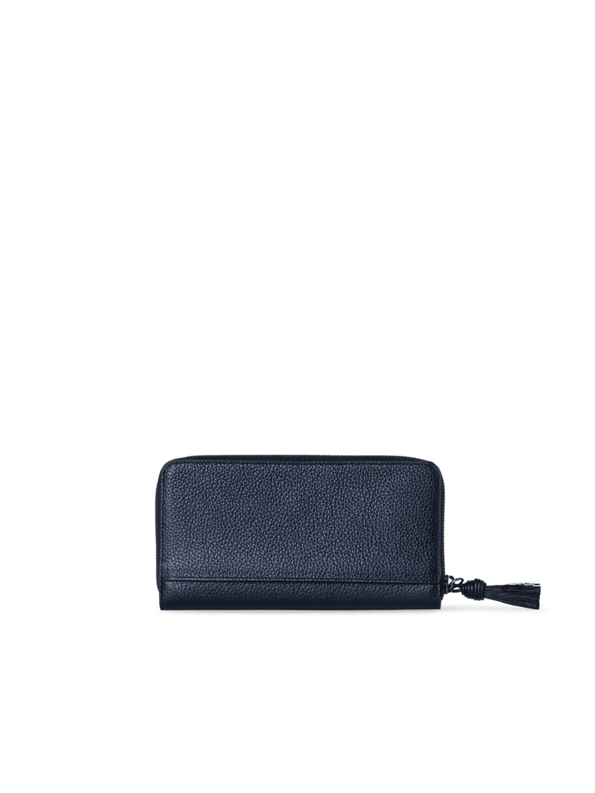 Designer Long Zip Around Wallet in Leather - navy - blue