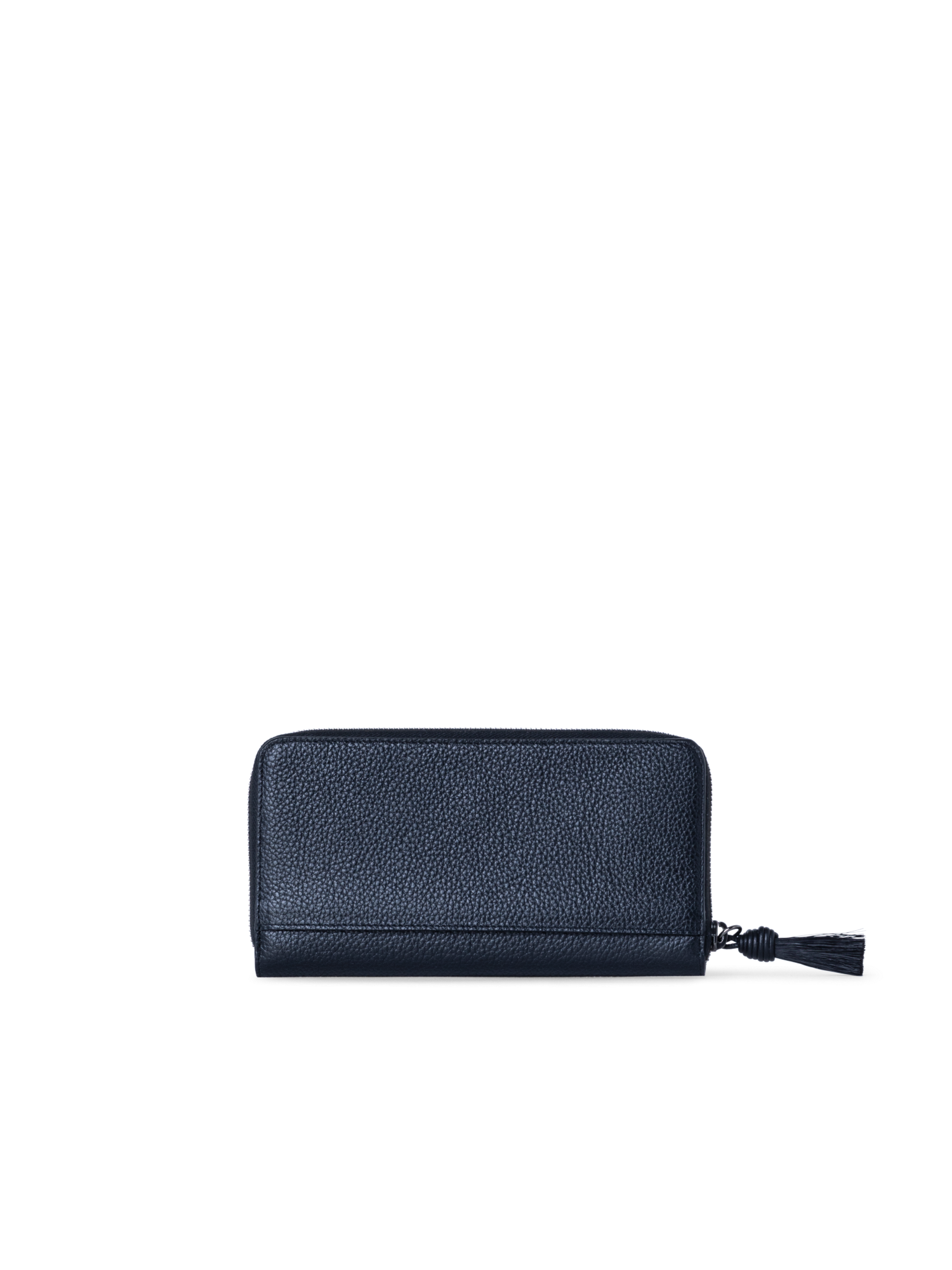 Designer Long Zip Around Wallet in Leather - navy - blue