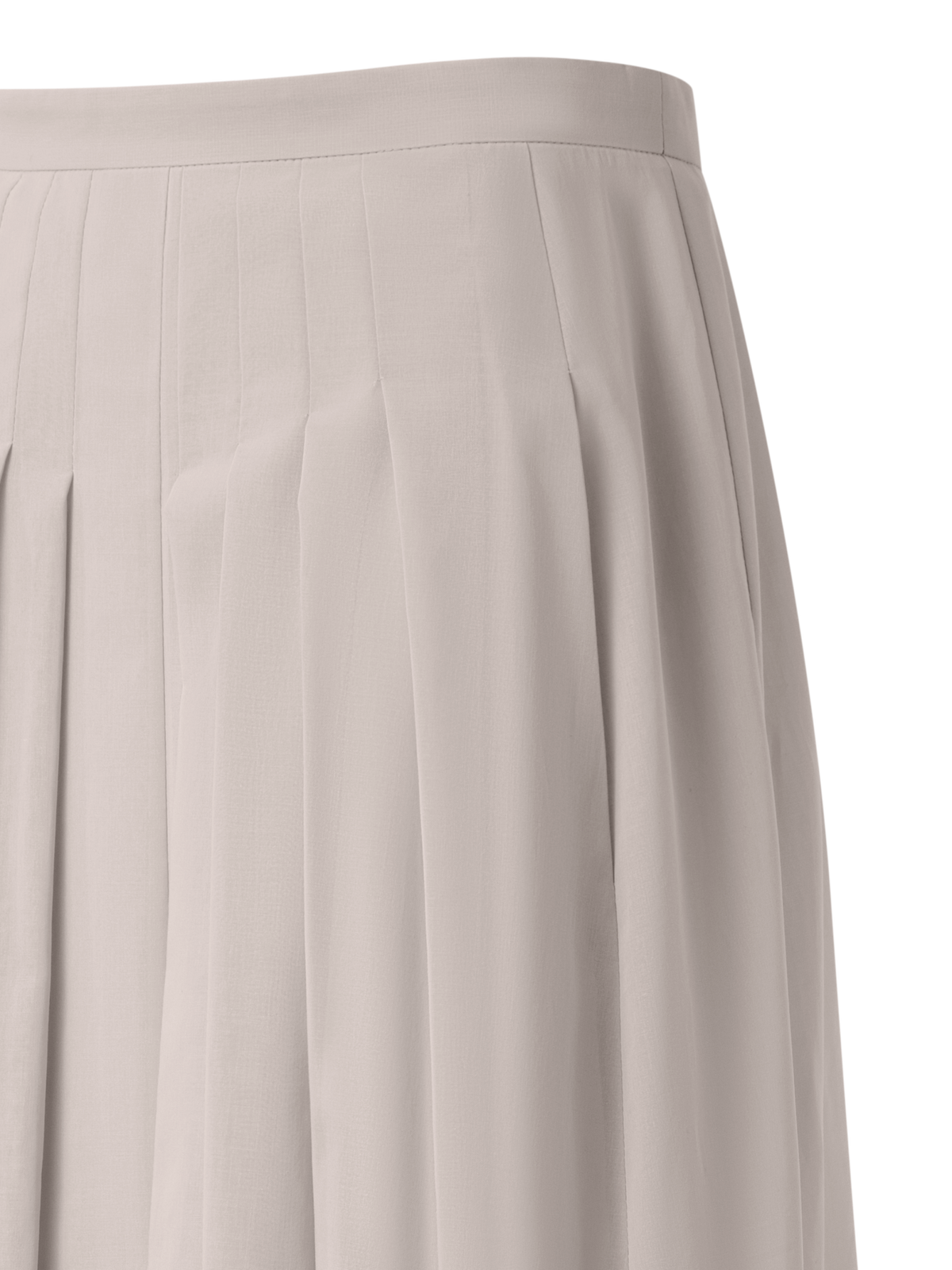 Designer A-Line Midi Skirt in Pleated Cotton Voile - neutral - grey - beige