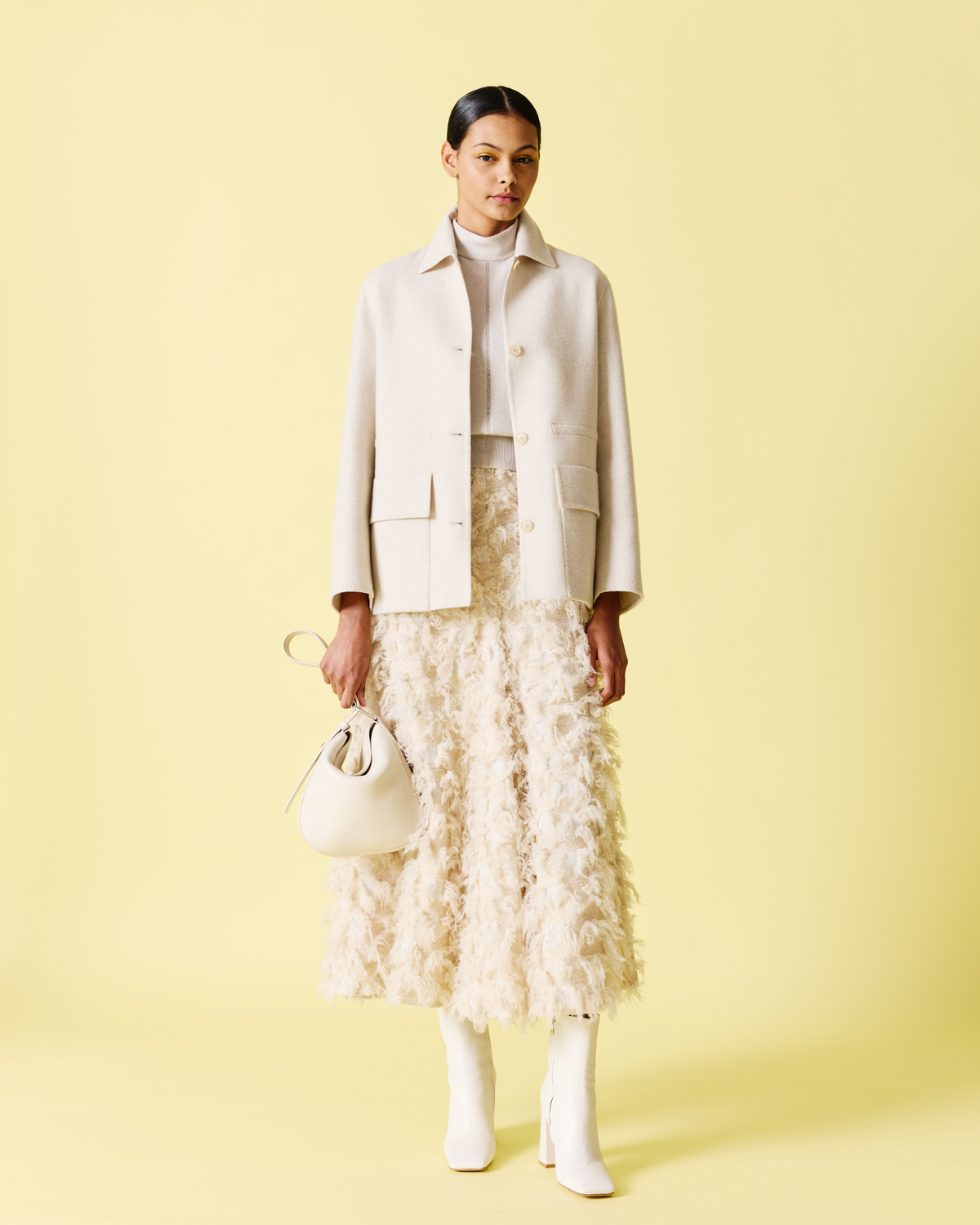 Designer Oversize Shirt Jacket in Cashmere Double-Face - neutral - pastel - beige #editorial