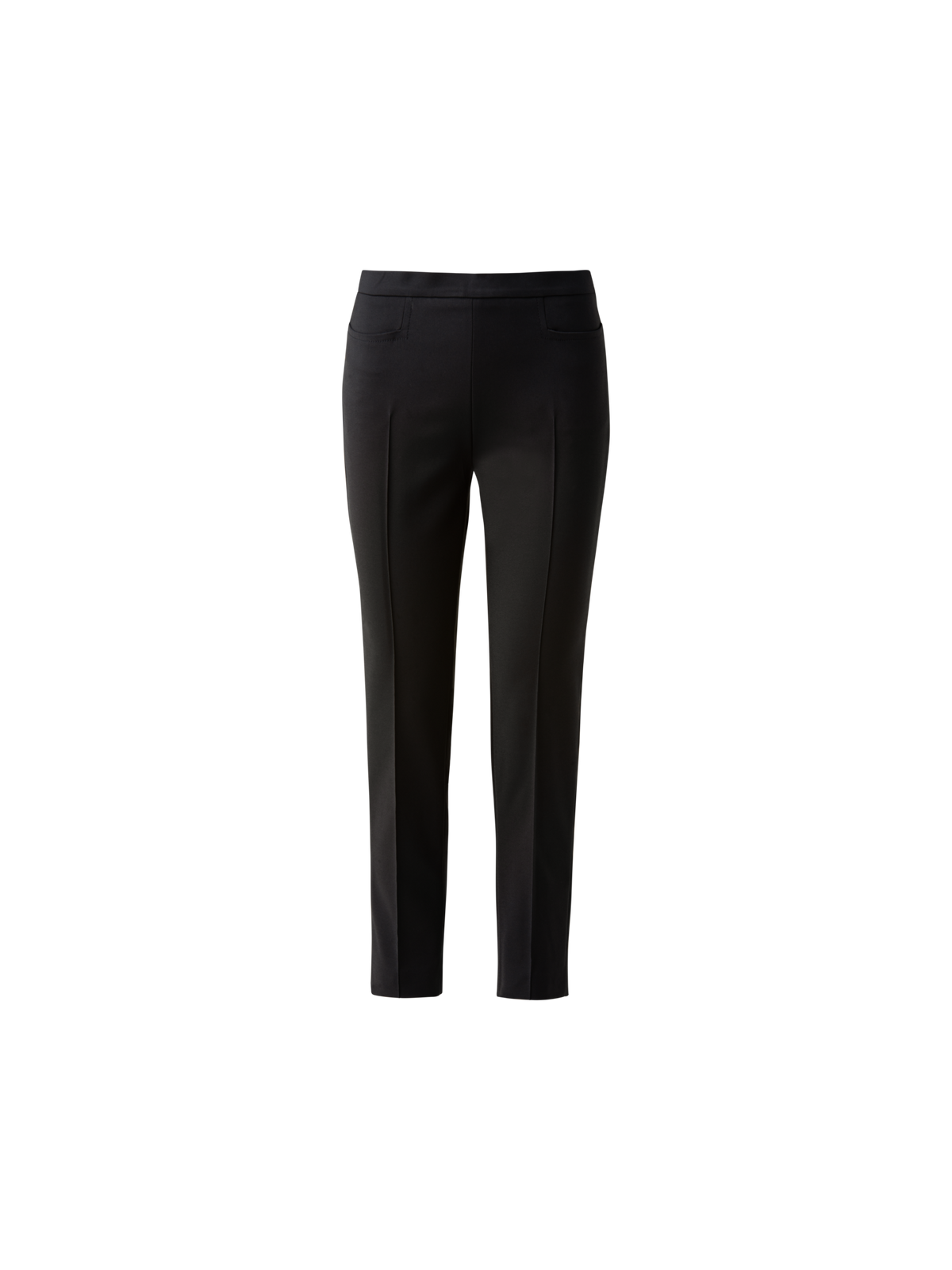 Designer Slim Ankle-Length Cotton Techno Stretch Pants - black - beige