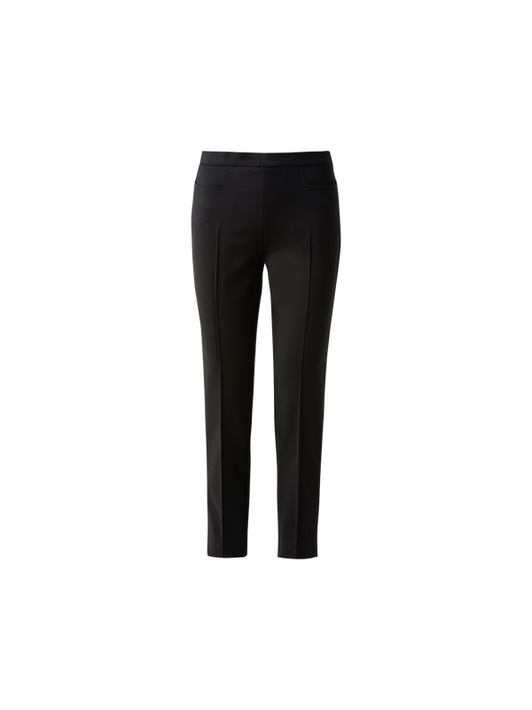 Designer Slim Ankle-Length Cotton Techno Stretch Pants - black - beige
