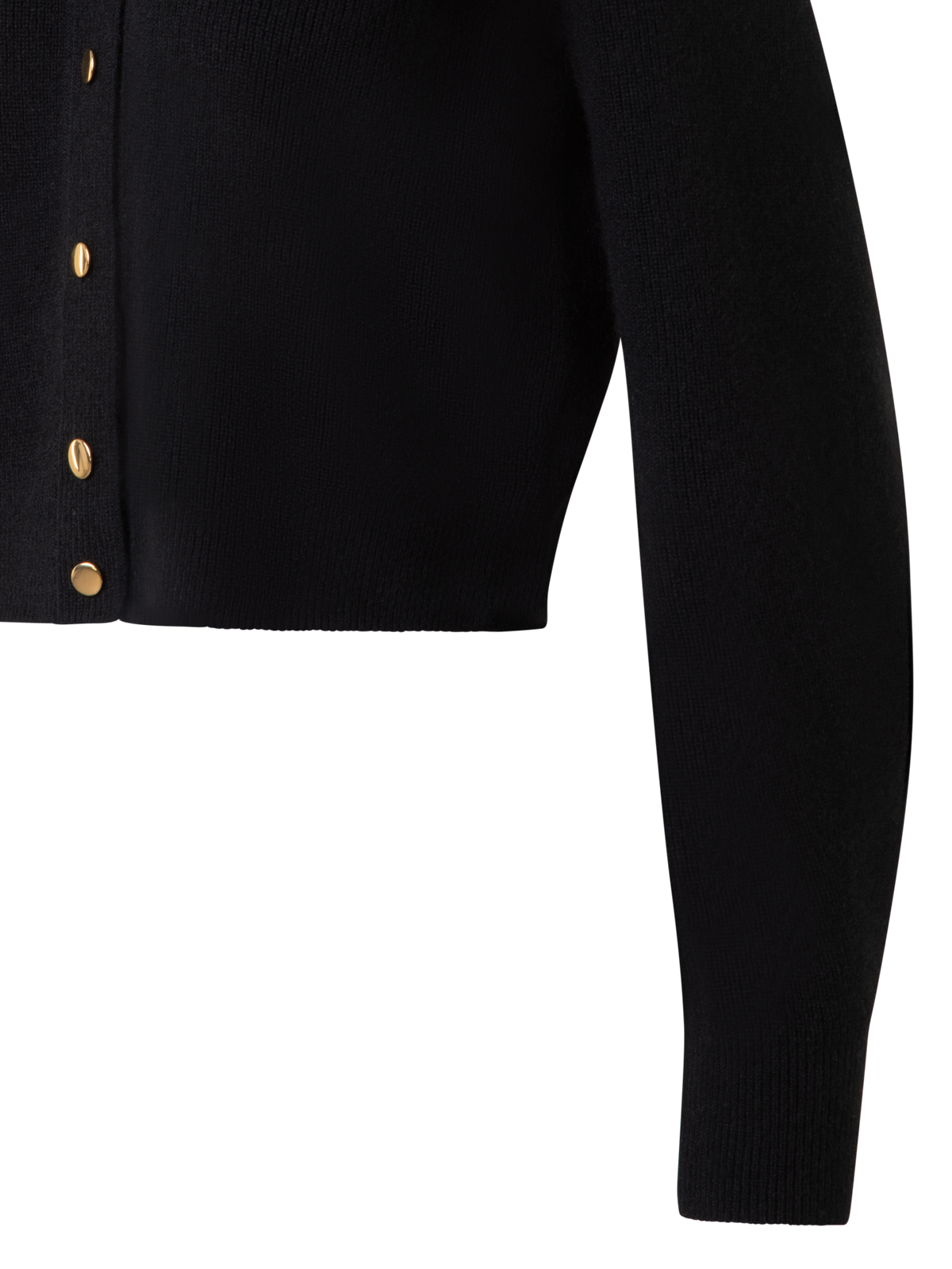 Designer Ribbed Cashmere Cardigan with Gold Buttons - black