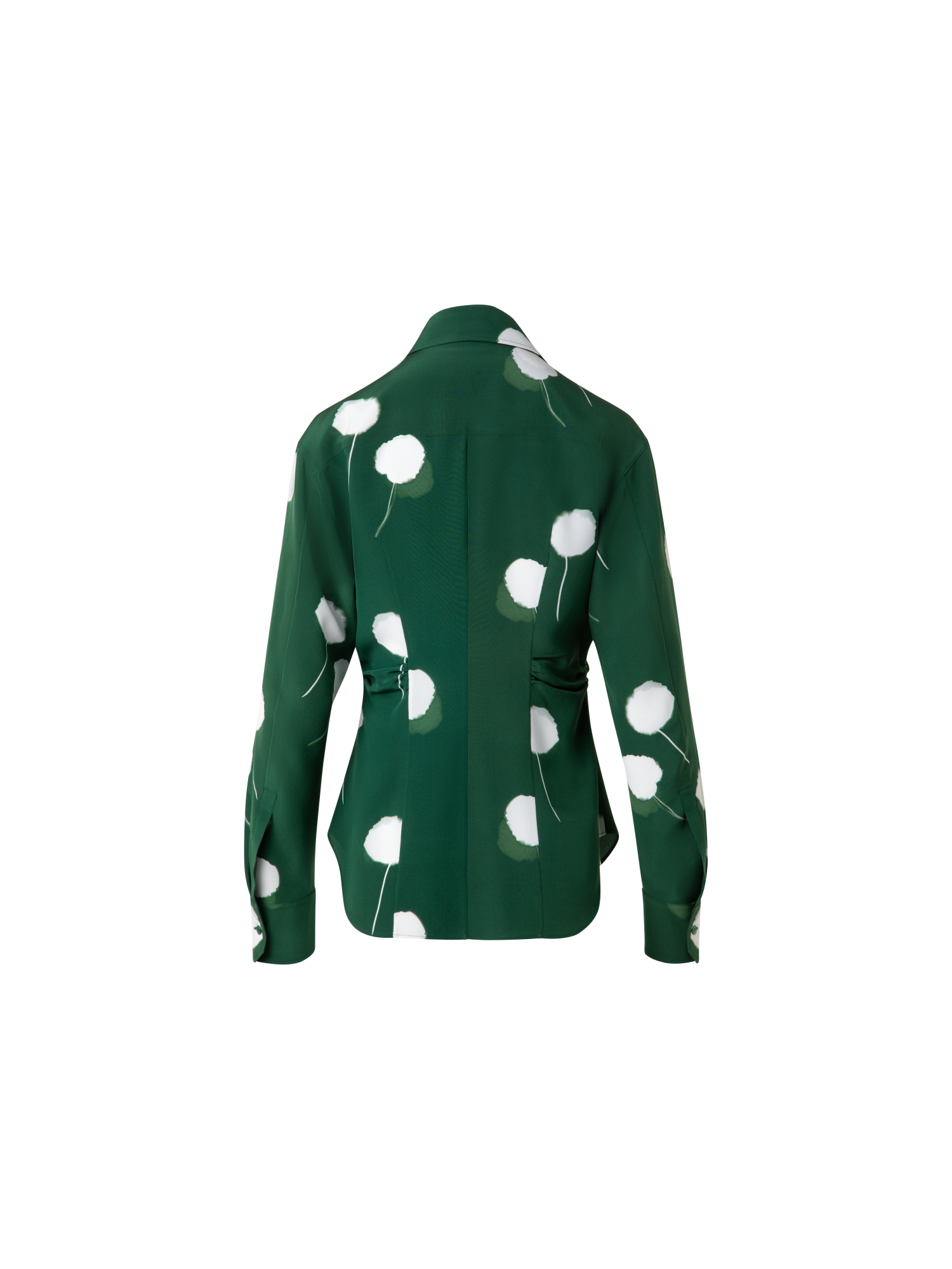 Designer Fitted Silk Blouse with Dandelion Print - green - multicolor